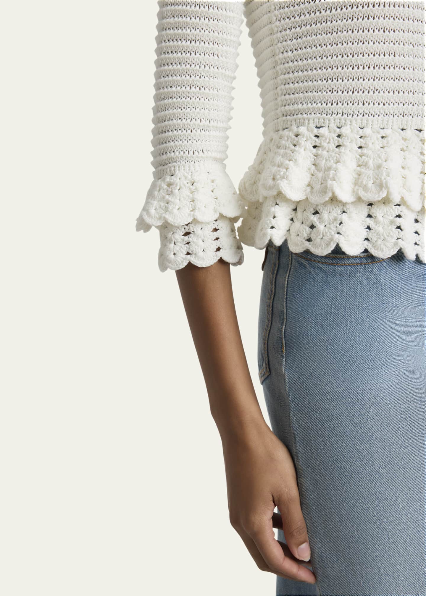 Chloe Scalloped Ruffle Collared Cardigan Image 5 of 5