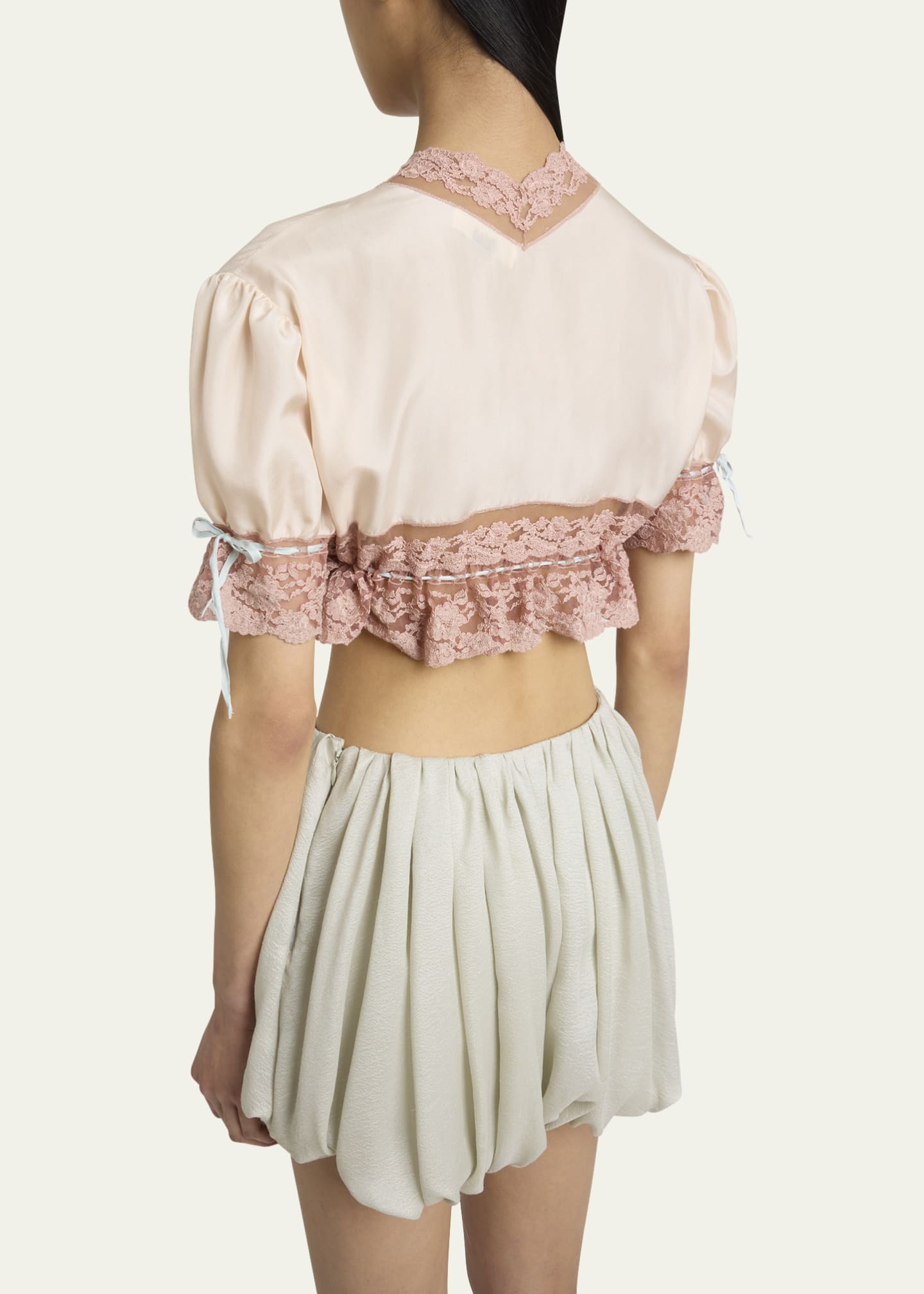 Chloe Lace Trim Drawstring Cropped Top Image 3 of 5