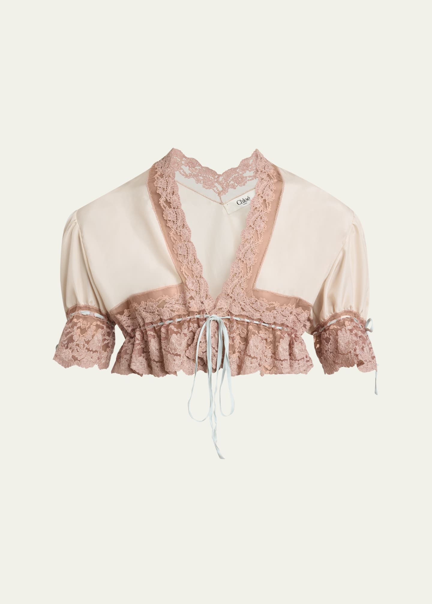 Chloe Lace Trim Drawstring Cropped Top Image 1 of 5