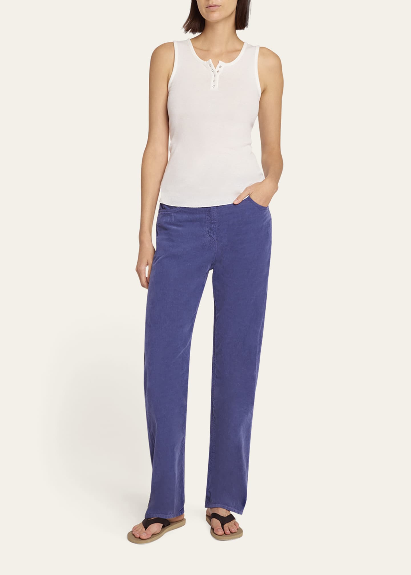 THE ROW Mansel Rib Henley Tank Top Image 2 of 5