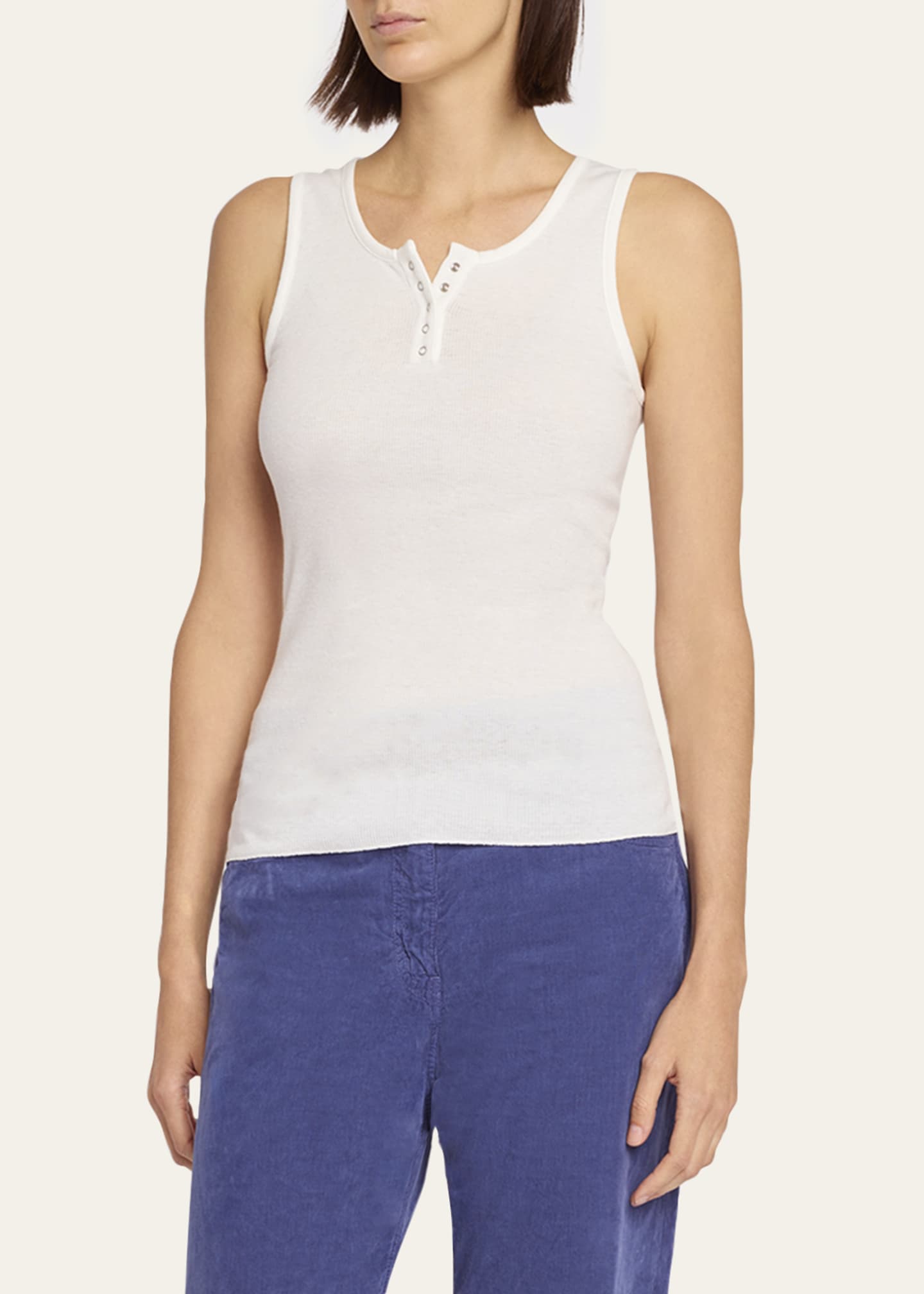THE ROW Mansel Rib Henley Tank Top Image 4 of 5
