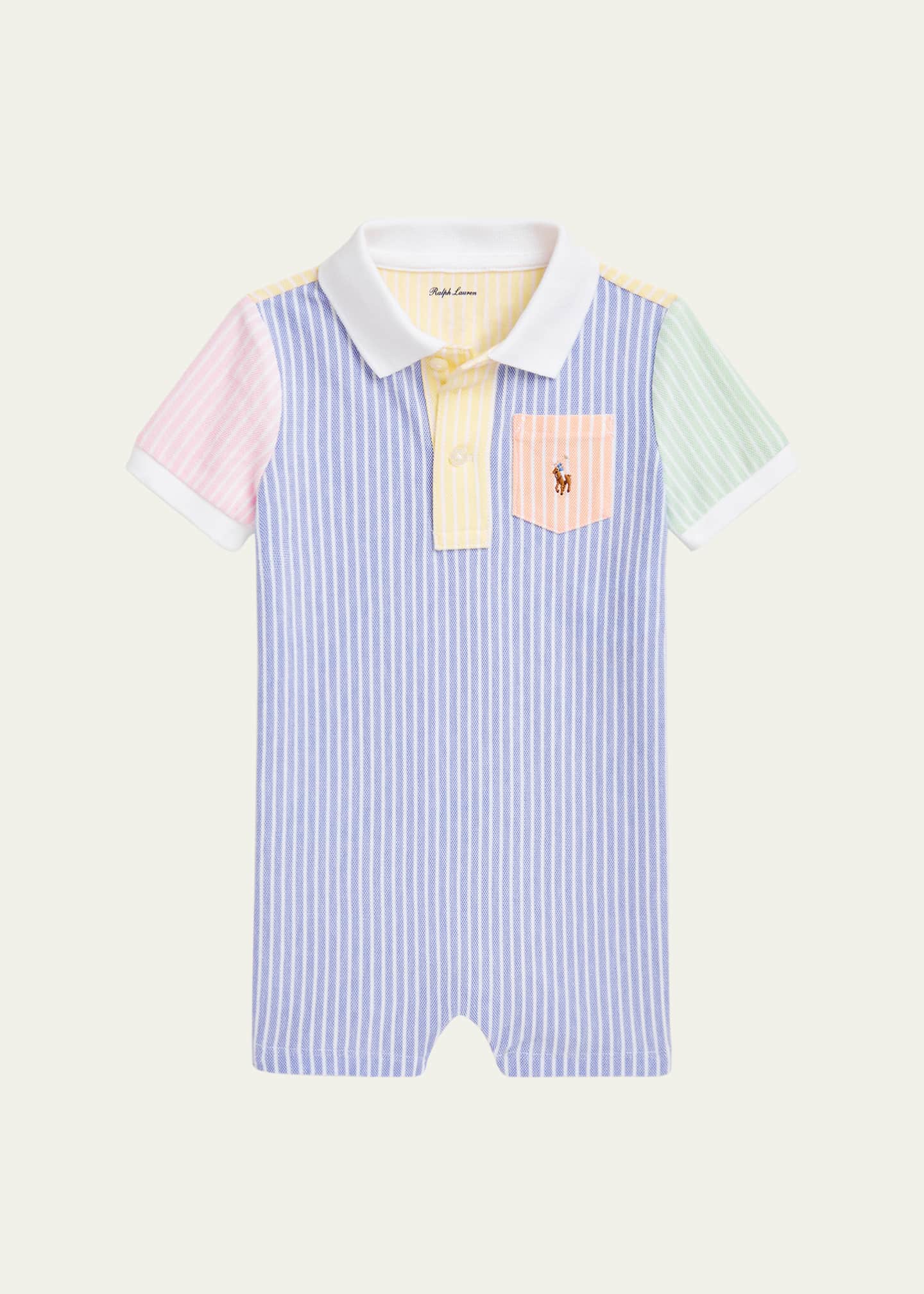 Ralph Lauren Childrenswear Boy's Striped Oxford Polo Playsuit, Size 2-7 Image 1 of 2