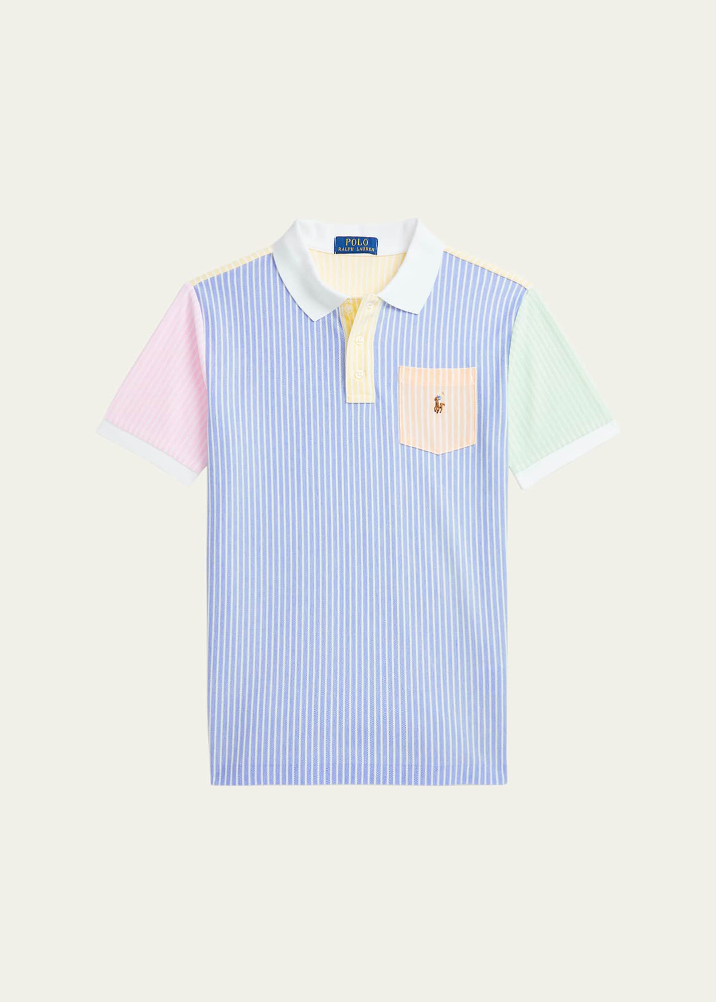 Ralph Lauren Childrenswear Boy's Multicolor Striped Oxford Polo Shirt, Size S-XL Image 1 of 2