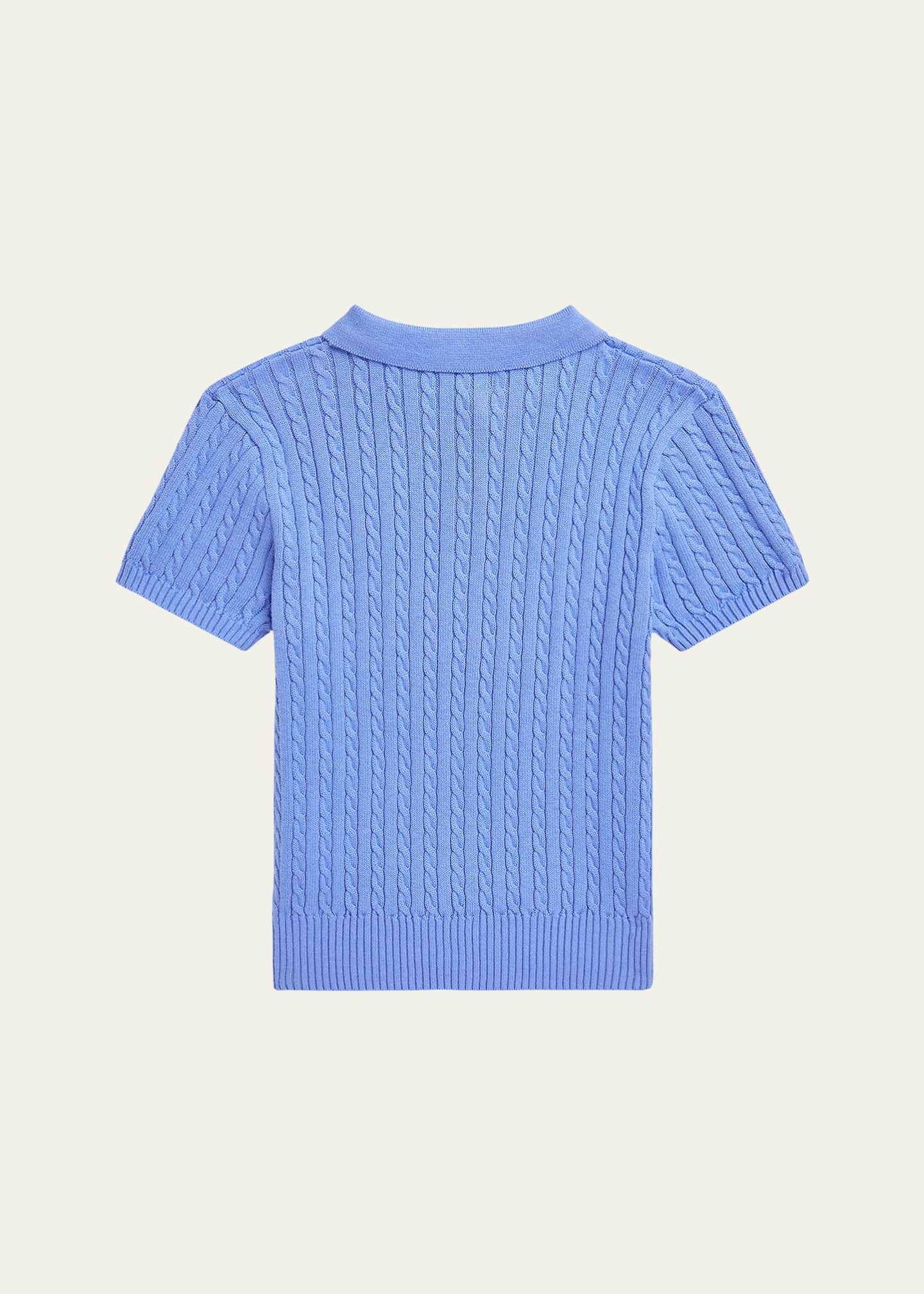 Ralph Lauren Childrenswear Girl's Mini Cable Knit Polo Shirt, Size S-XL Image 2 of 2