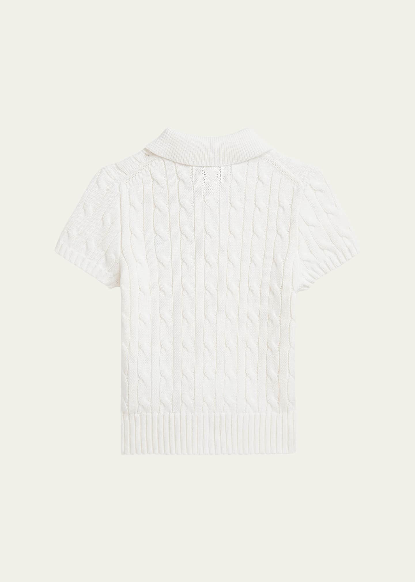 Ralph Lauren Childrenswear Girl's Mini Cable Knit Polo Shirt, Size 2-7 Image 2 of 2