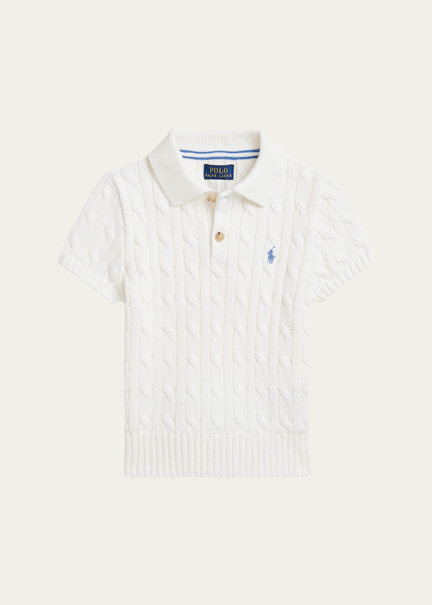 Ralph Lauren Childrenswear Girl's Mini Cable Knit Polo Shirt, Size 2-7 Image 1 of 2