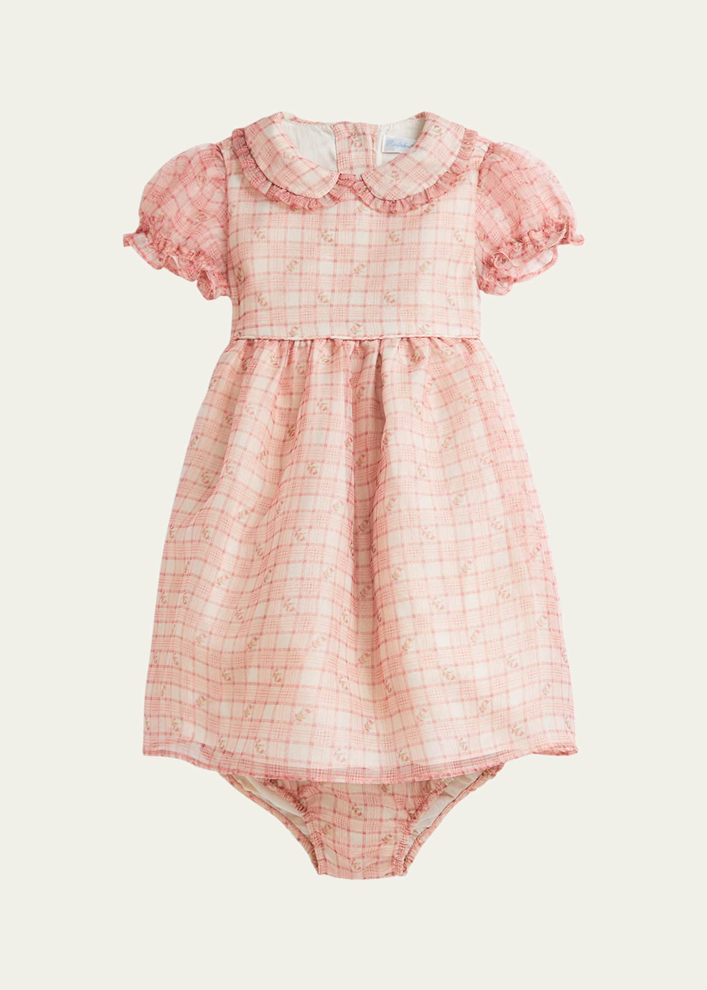 Ralph Lauren Childrenswear Girl's Gingham & Floral-Print Dress W/ Bloomers, Size 9M-24M Image 1 of 2