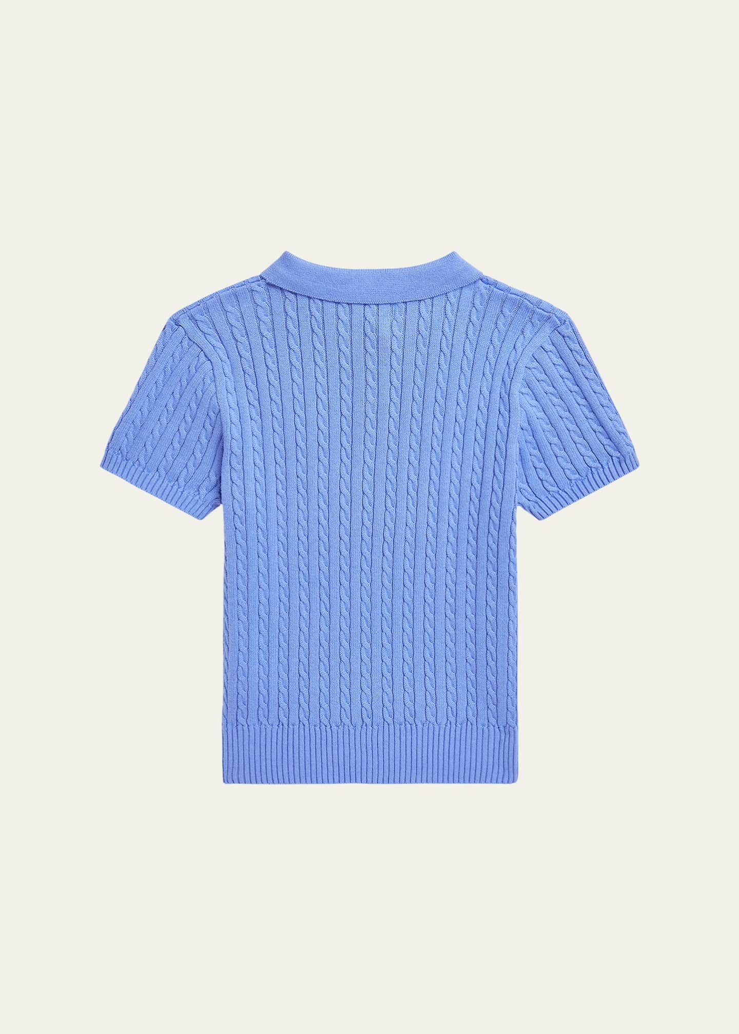 Ralph Lauren Childrenswear Girl's Mini Cable Knit Polo Shirt, Size 2-6X Image 2 of 2