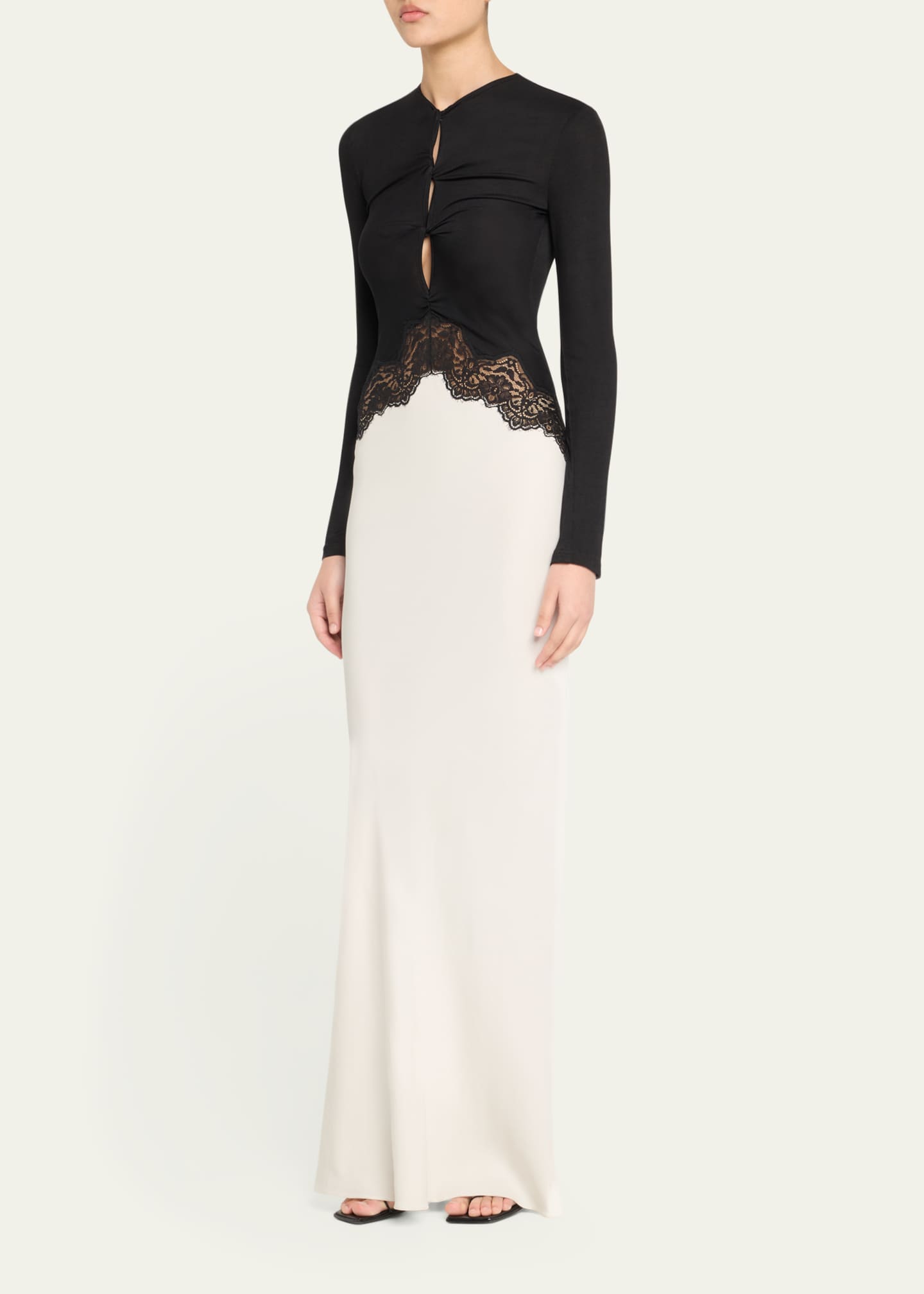 Christopher Esber Twisted Verner-Lace Long-Sleeve Maxi Dress Image 4 of 5