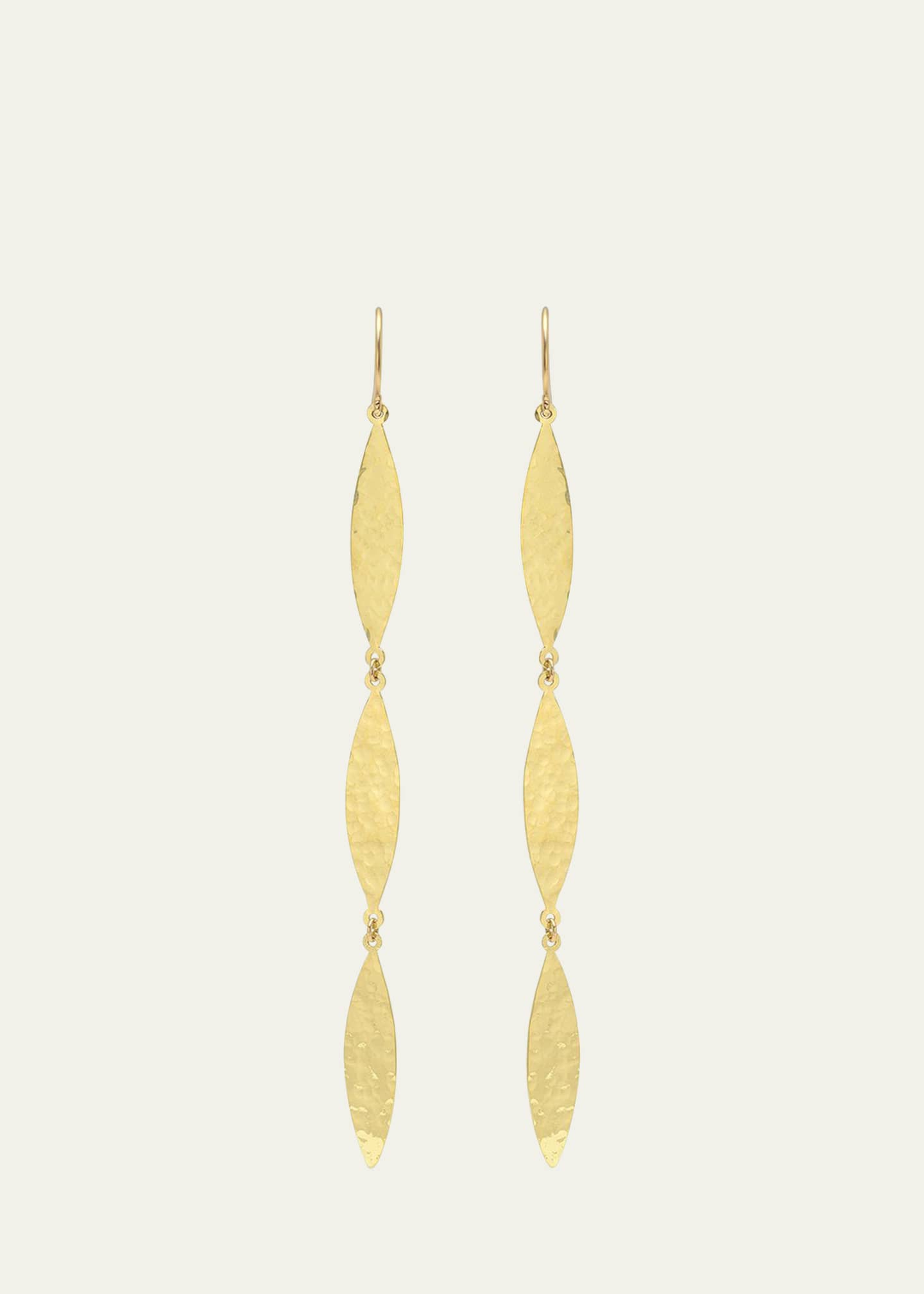 Jennifer Meyer 18K Yellow Gold Hammered 3 Marquise Earrings