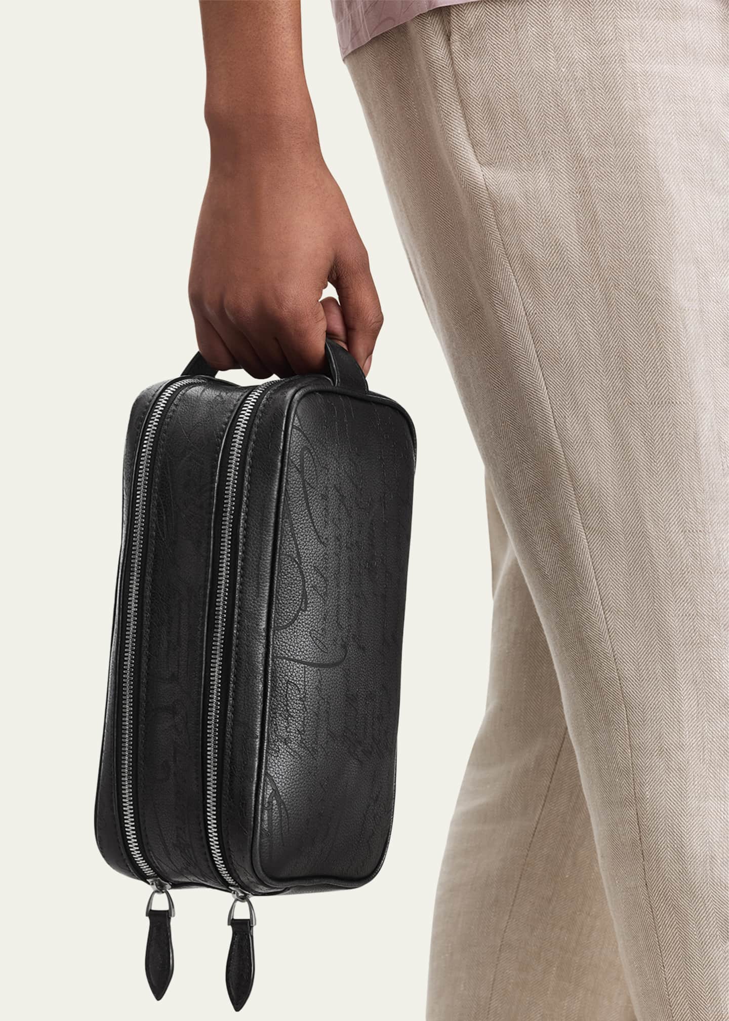 Berluti Men's Formula 1003 Scritto Leather Toiletry Pouch Image 2 of 4