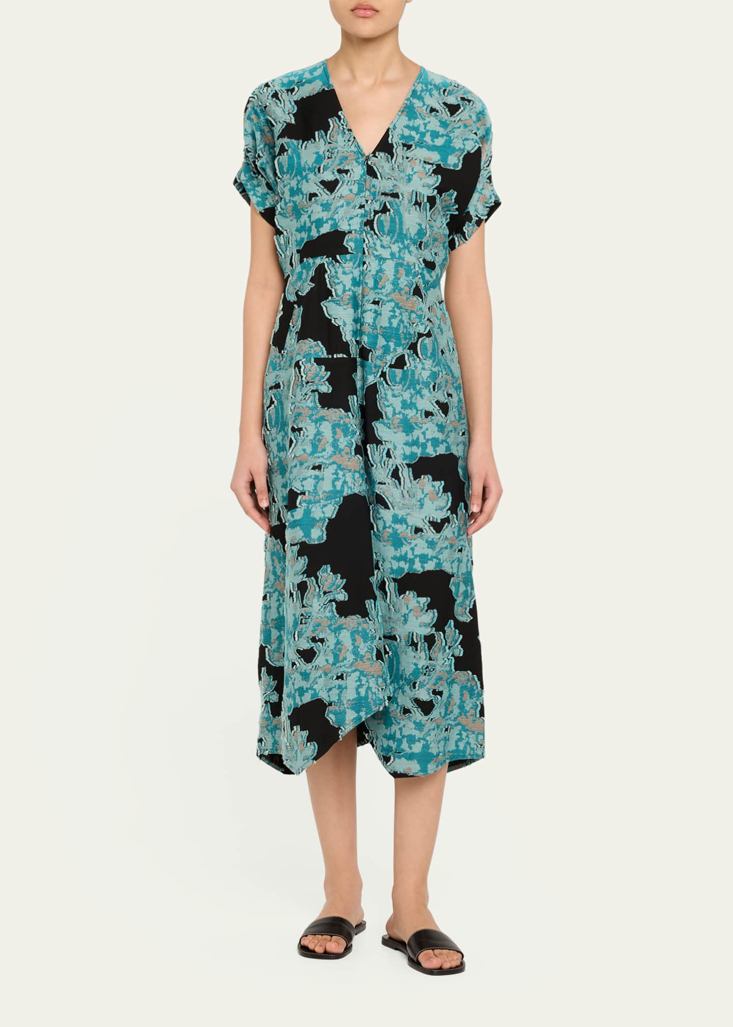 Zero + Maria Cornejo Aissa Joi Jacquard Short-Sleeve Midi Dress Image 2 of 5