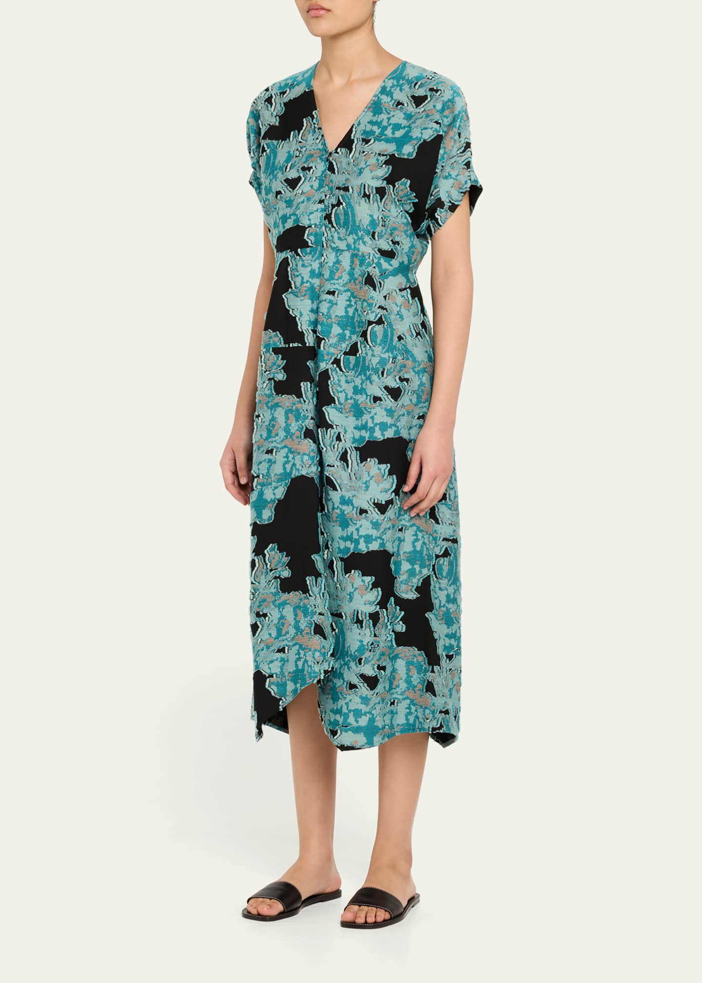 Zero + Maria Cornejo Aissa Joi Jacquard Short-Sleeve Midi Dress Image 4 of 5