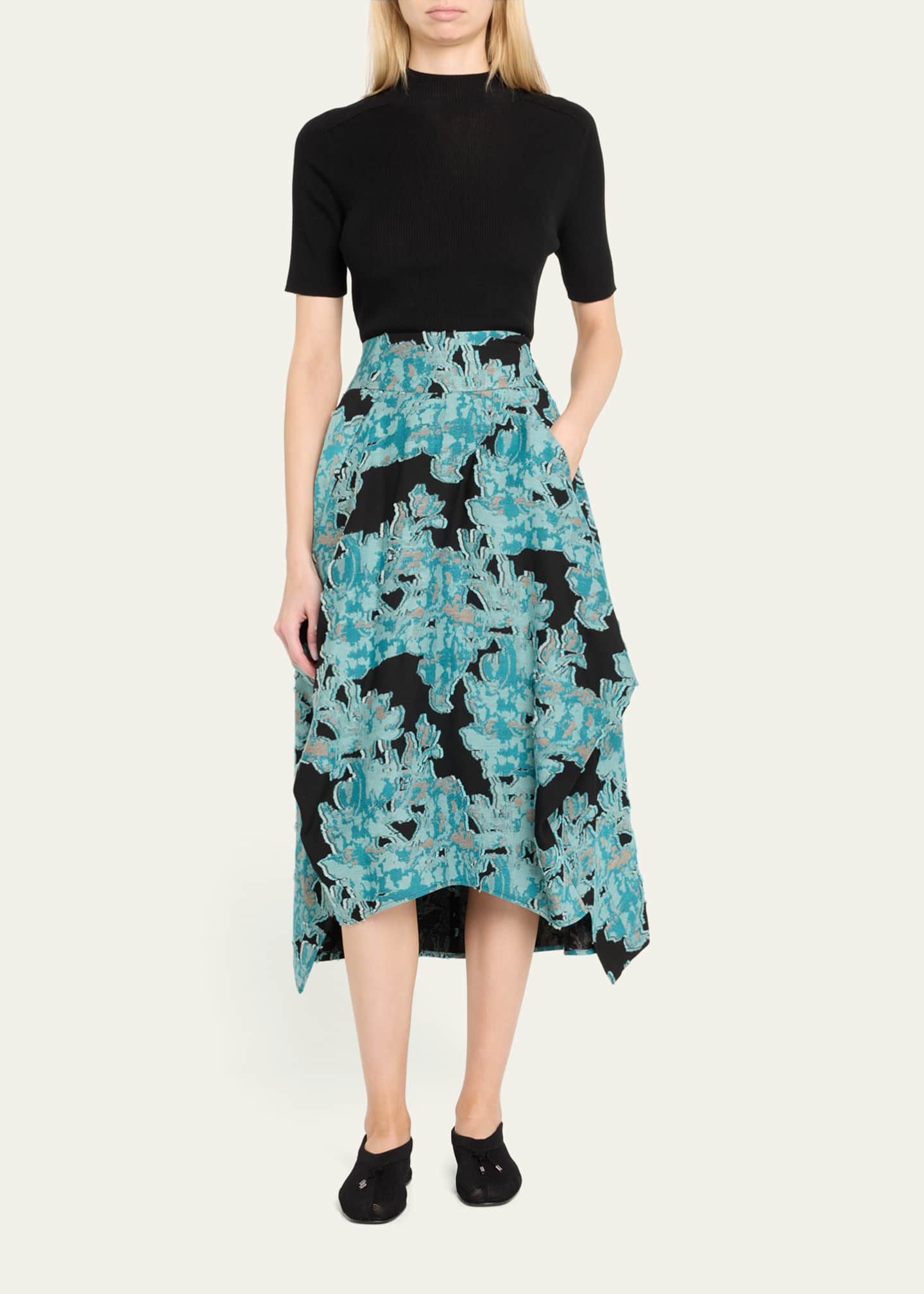 Zero + Maria Cornejo Nio Floral Jacquard Midi Skirt Image 2 of 5