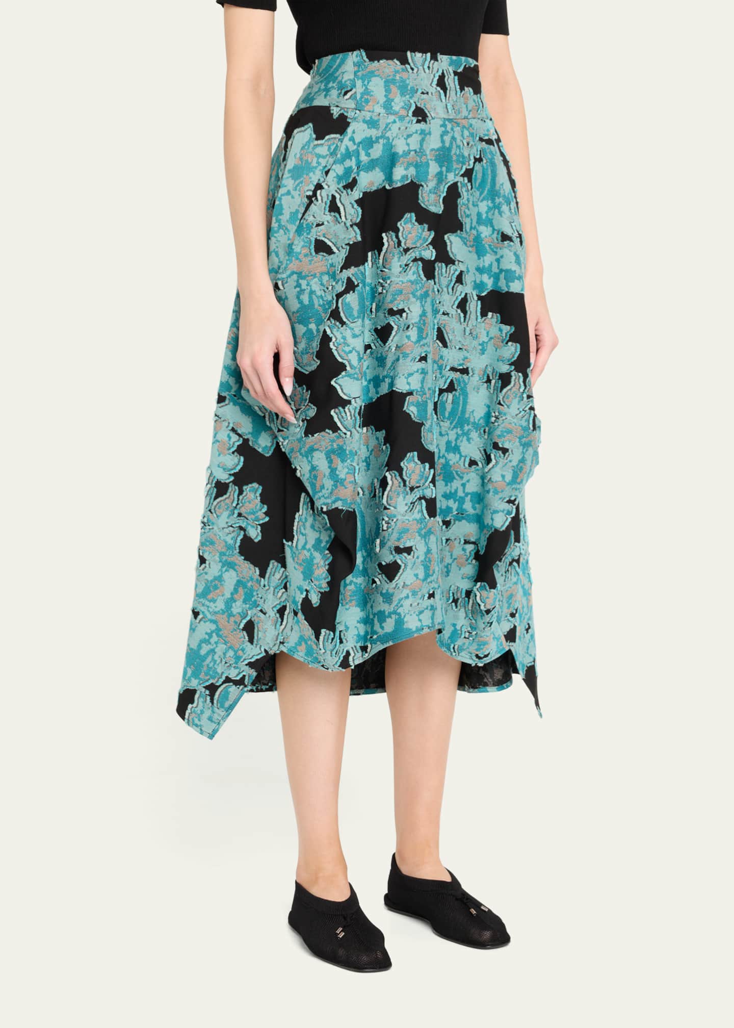 Zero + Maria Cornejo Nio Floral Jacquard Midi Skirt Image 4 of 5