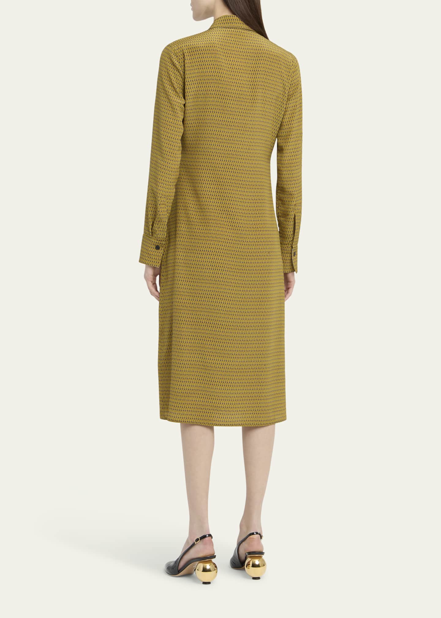 Ferragamo Peacock Silk Crepe De Chine Shirtdress Image 3 of 5
