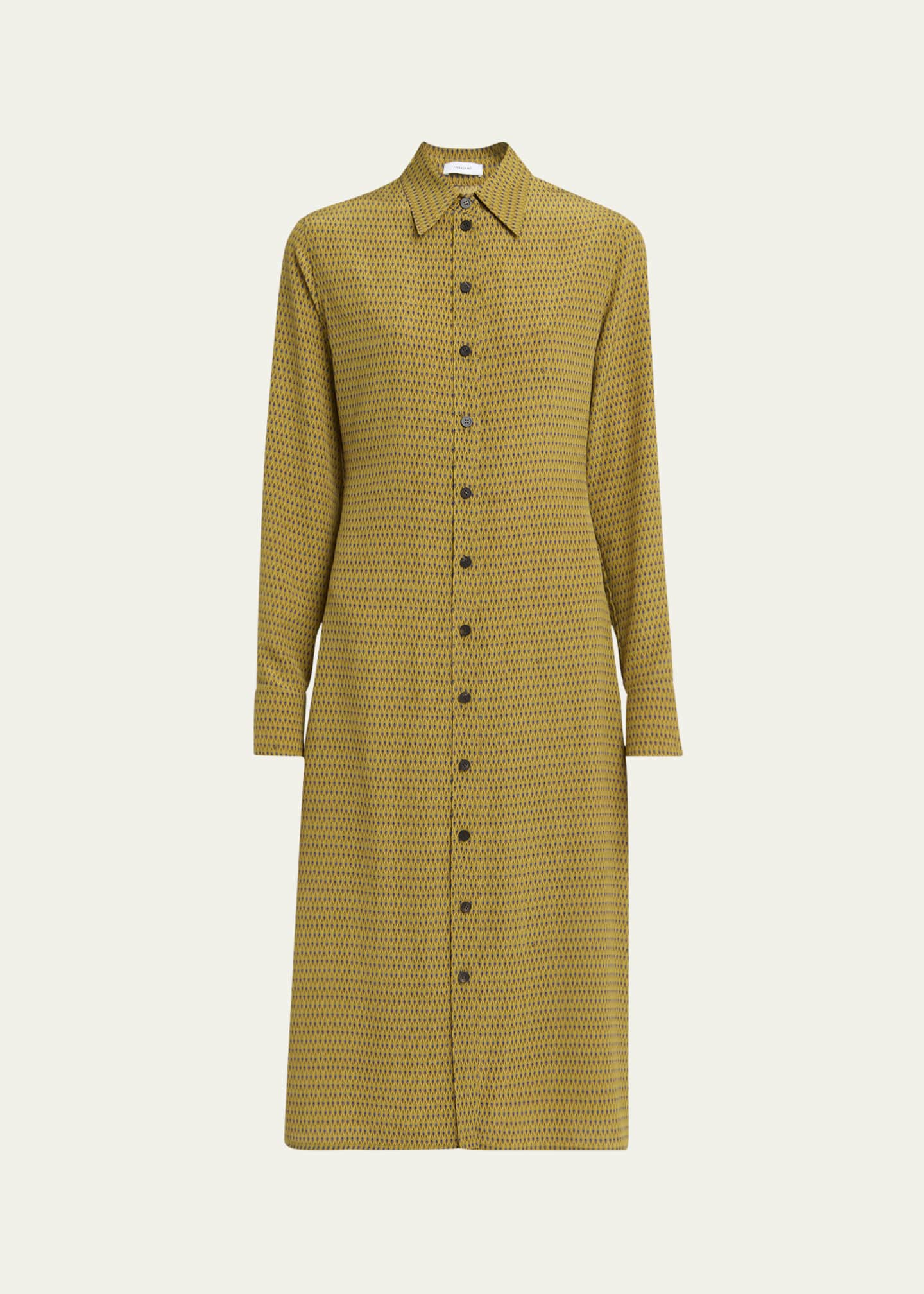 Ferragamo Peacock Silk Crepe De Chine Shirtdress Image 1 of 5