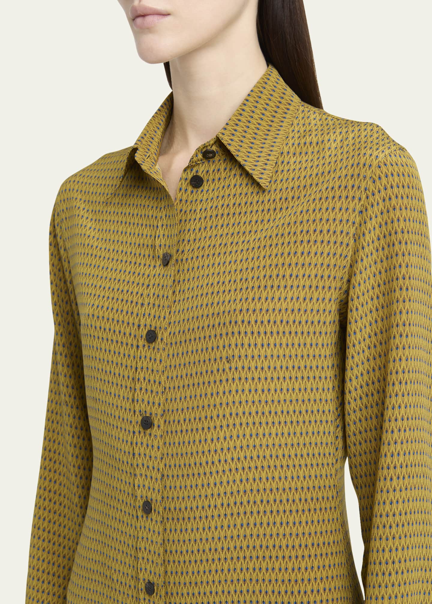 Ferragamo Peacock Silk Crepe De Chine Shirtdress Image 5 of 5