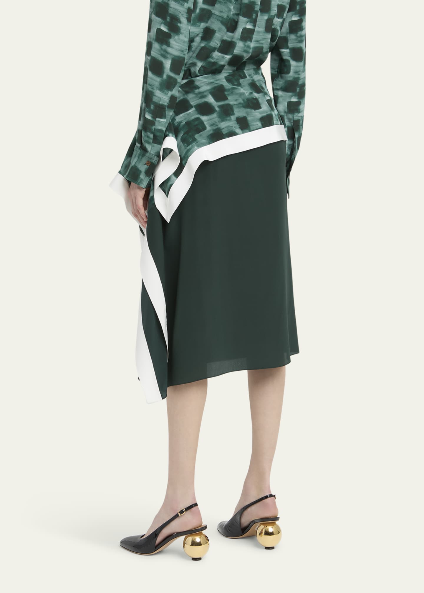 Ferragamo Painted Block Asymmetric Silk Skirt Image 3 of 5