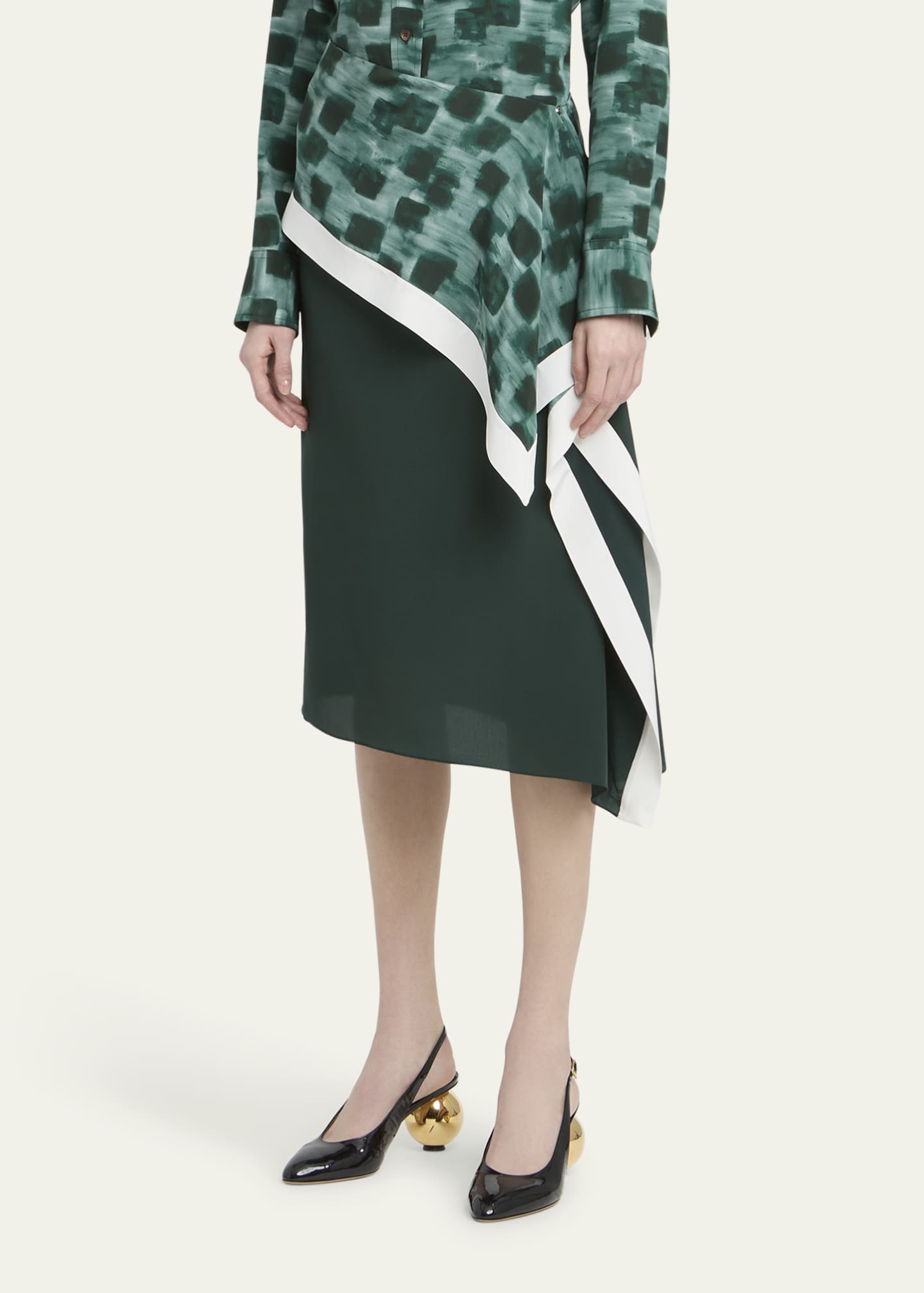Ferragamo Painted Block Asymmetric Silk Skirt Image 4 of 5