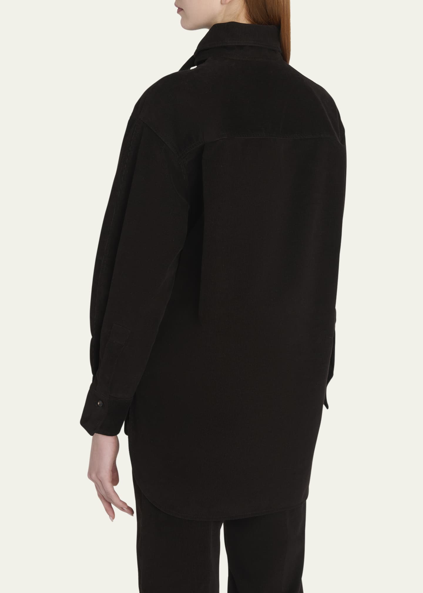 Ferragamo Tie-Neck Corduroy Button Down Shirt Image 3 of 5