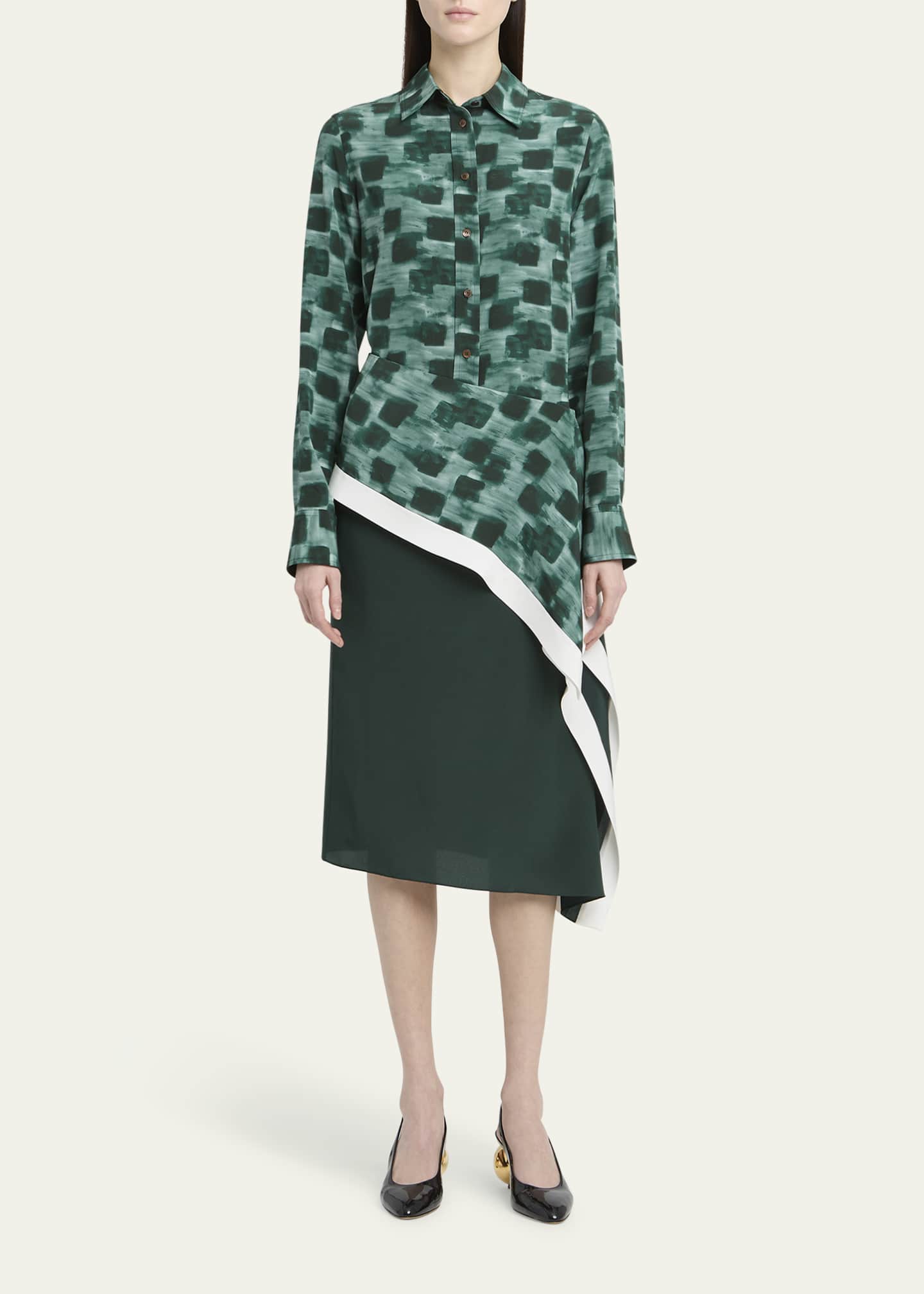 Ferragamo Painted Block Button Down Silk Shirt Image 2 of 5