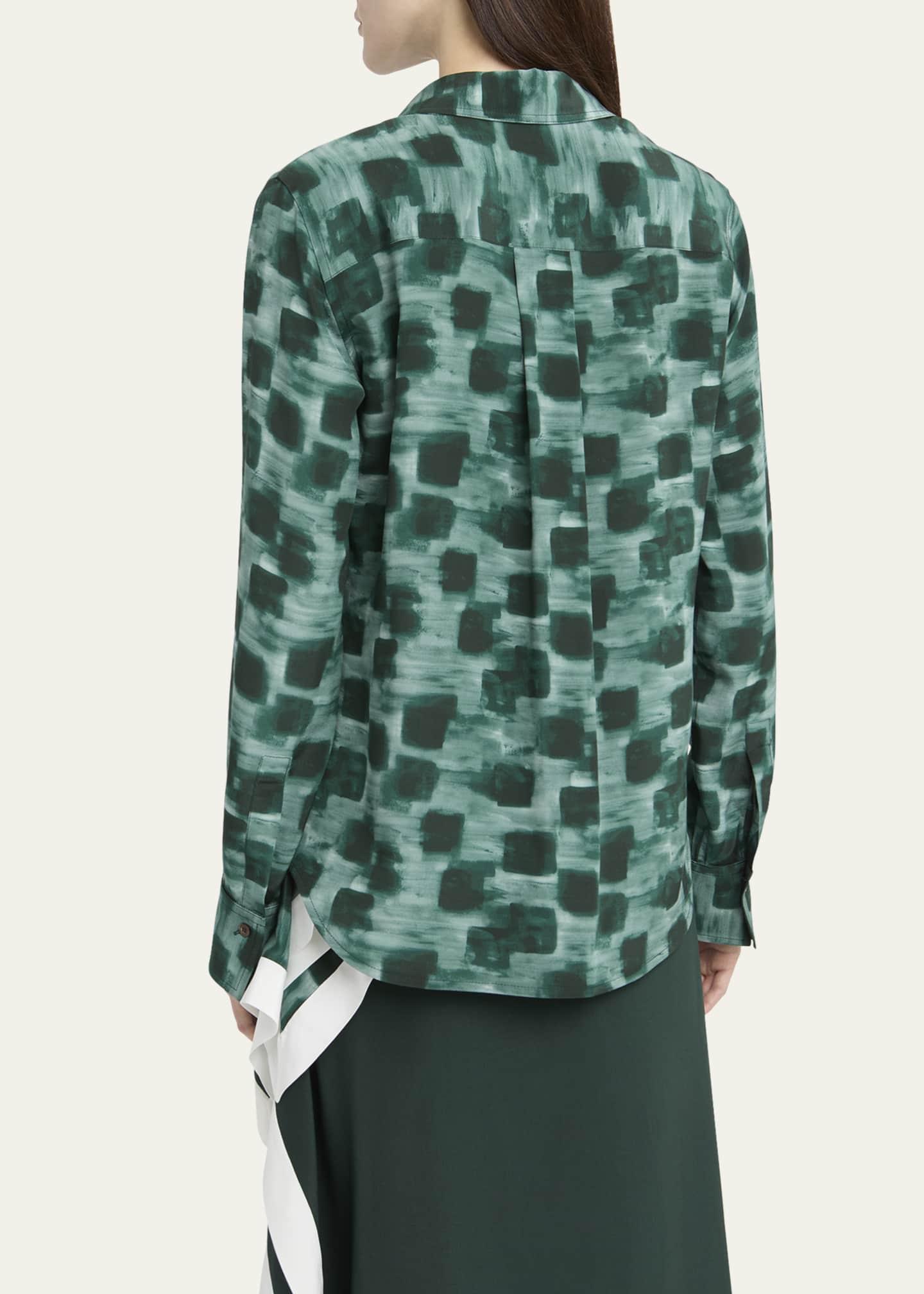 Ferragamo Painted Block Button Down Silk Shirt Image 3 of 5