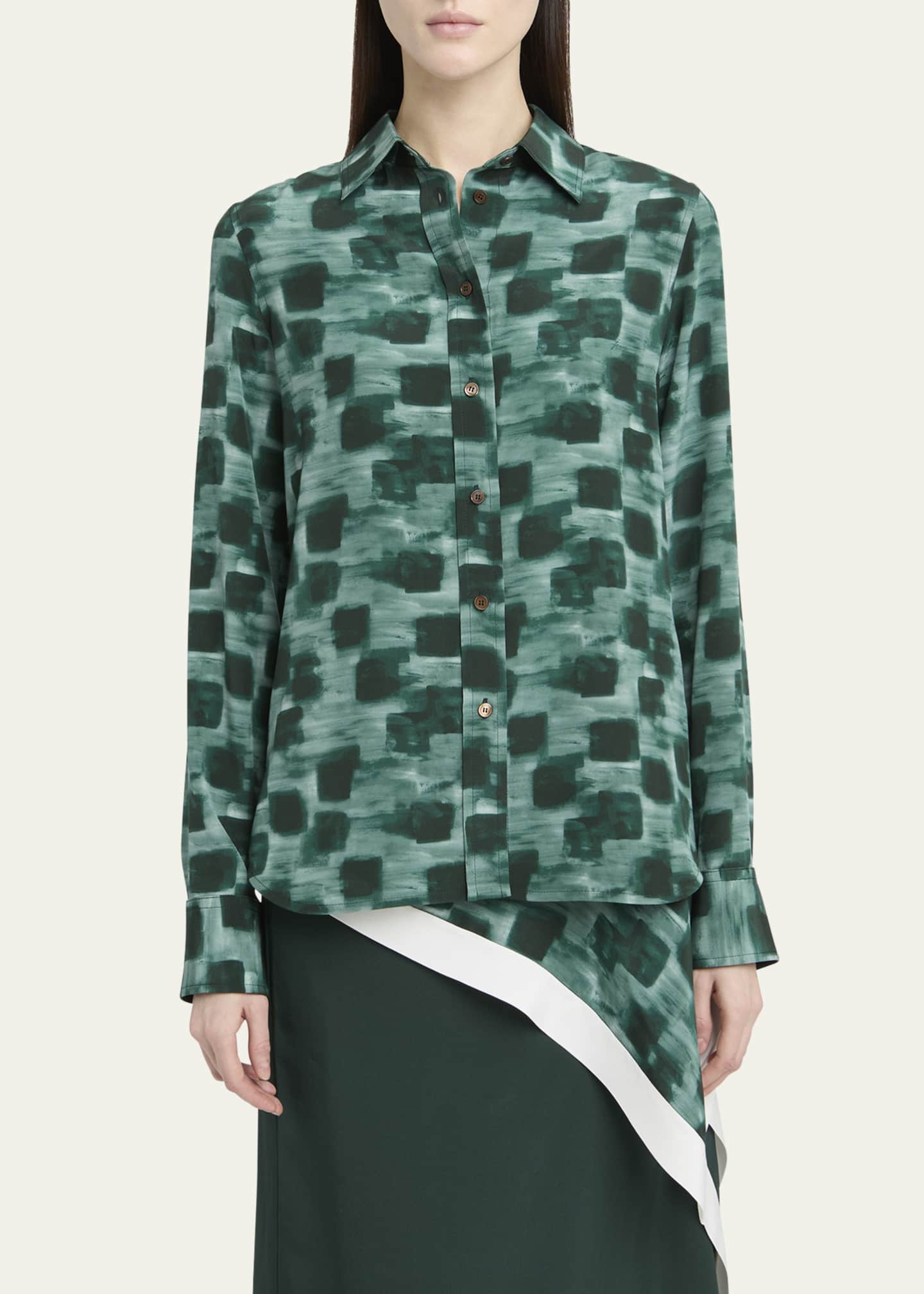 Ferragamo Painted Block Button Down Silk Shirt Image 4 of 5