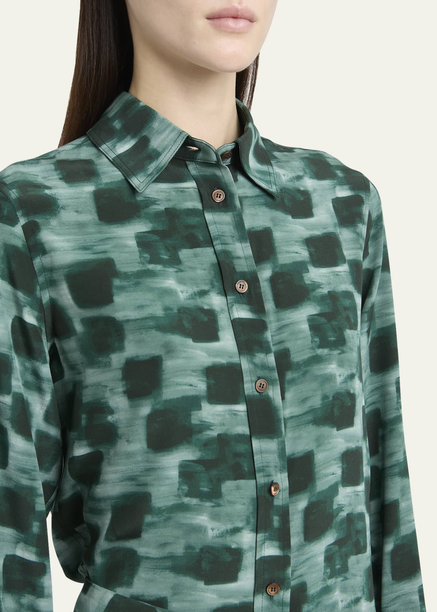 Ferragamo Painted Block Button Down Silk Shirt Image 5 of 5