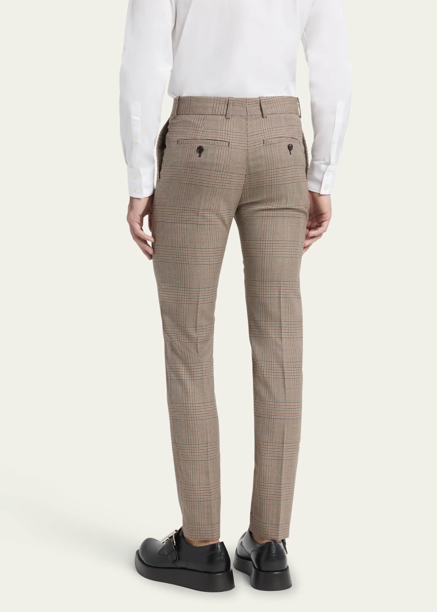 McQueen Men's Slim Plaid Cigarette Trousers Image 3 of 5