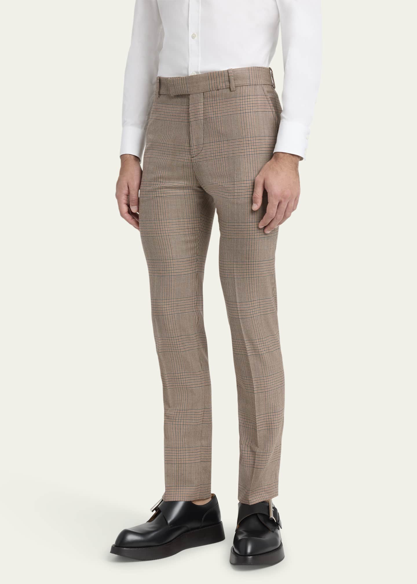 McQueen Men's Slim Plaid Cigarette Trousers Image 4 of 5