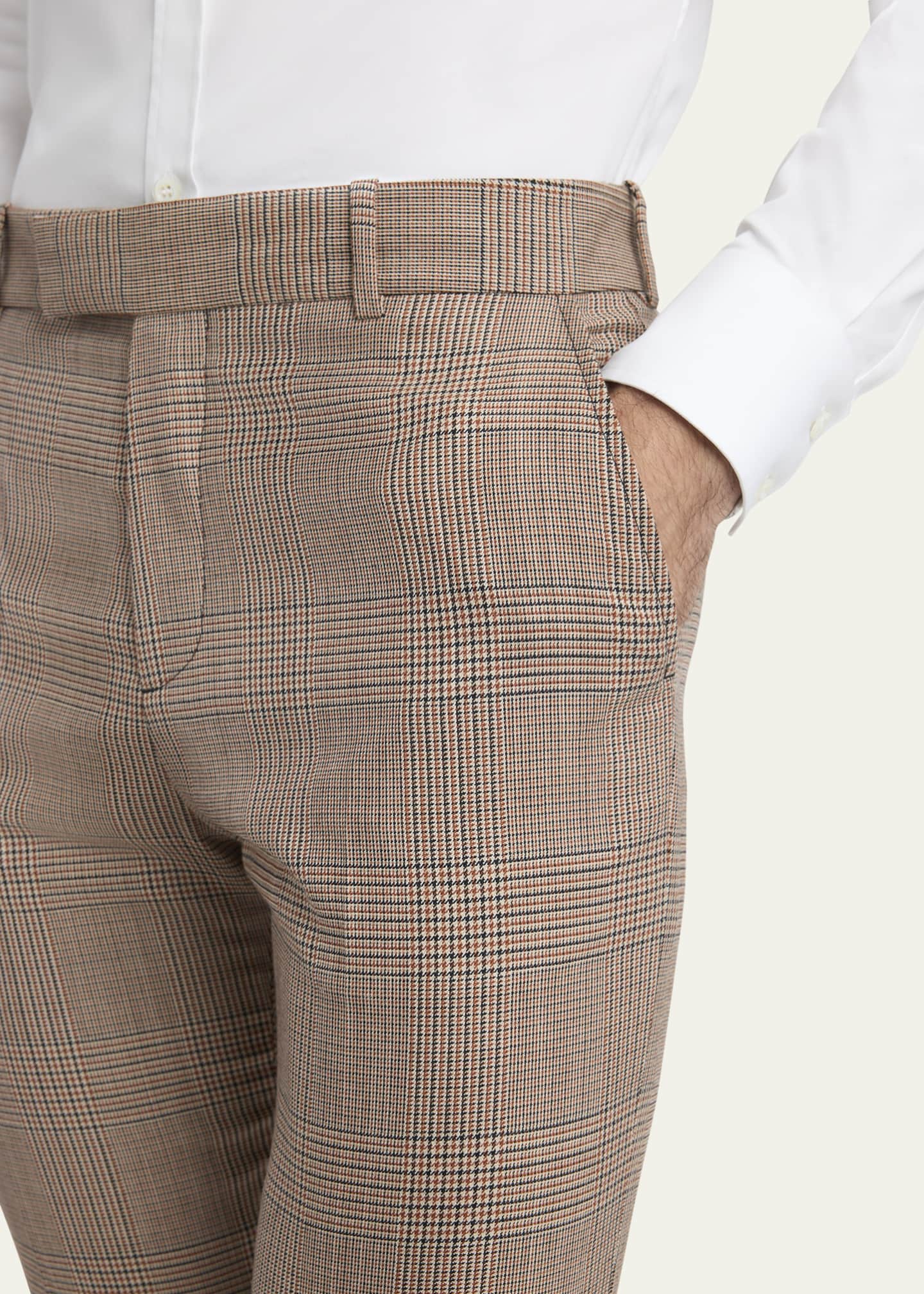 McQueen Men's Slim Plaid Cigarette Trousers Image 5 of 5