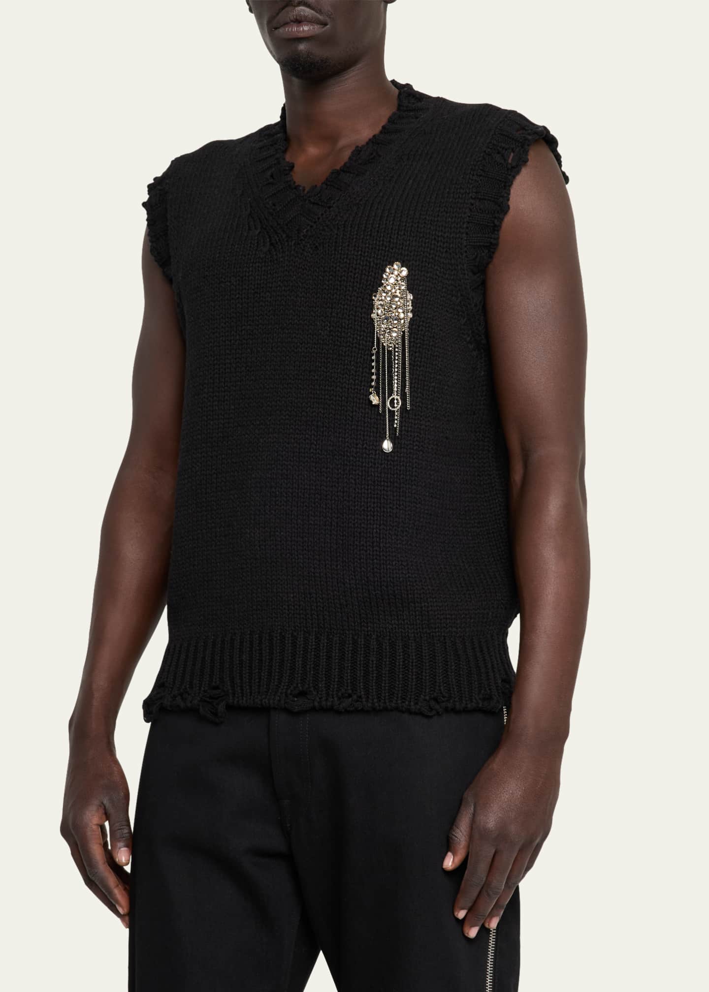 McQueen Men's Sweater Vest with Embellished Patch Image 4 of 5