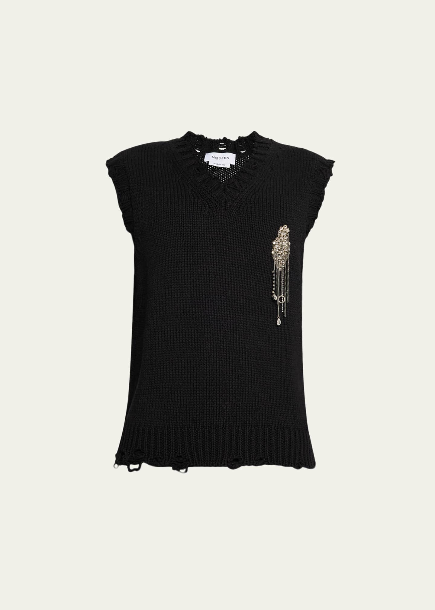 McQueen Men's Sweater Vest with Embellished Patch Image 1 of 5