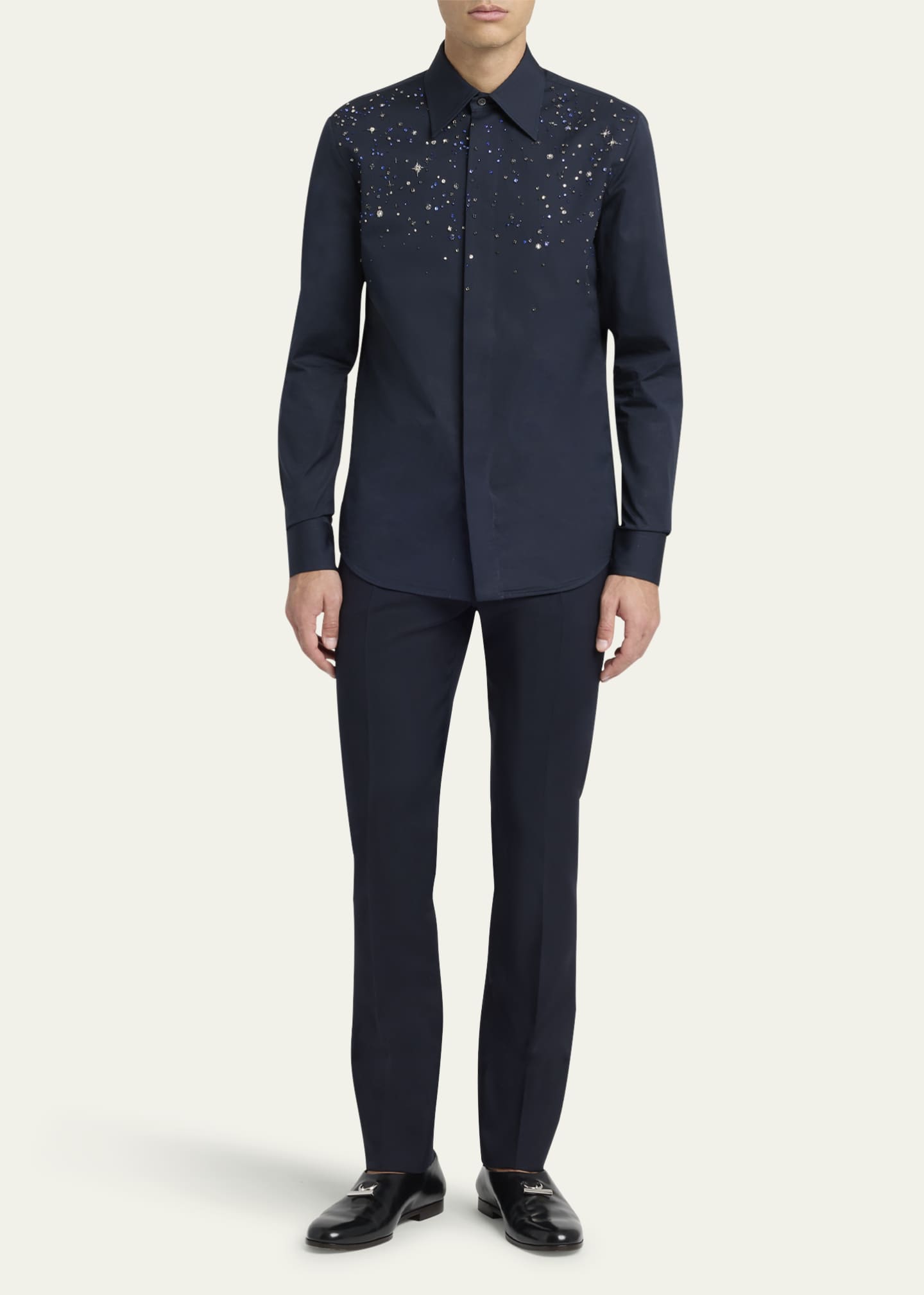 McQueen Men's Crystal-Embellished Dress Shirt Image 2 of 5