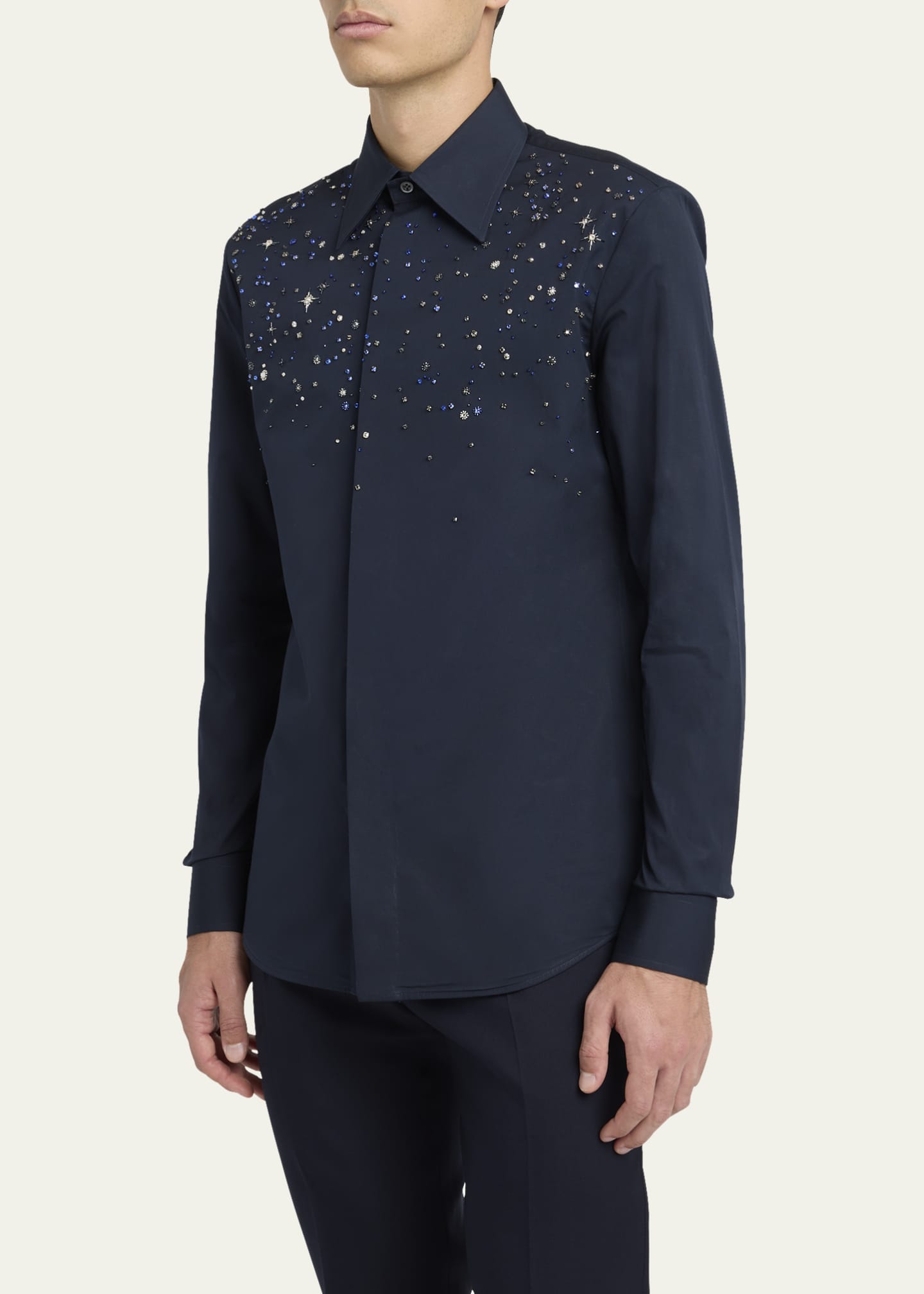 McQueen Men's Crystal-Embellished Dress Shirt Image 4 of 5