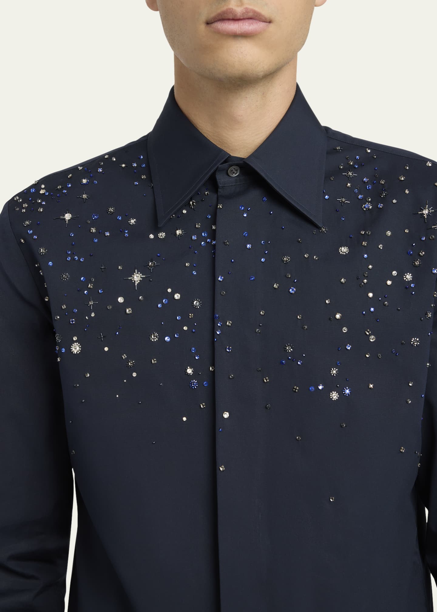 McQueen Men's Crystal-Embellished Dress Shirt Image 5 of 5