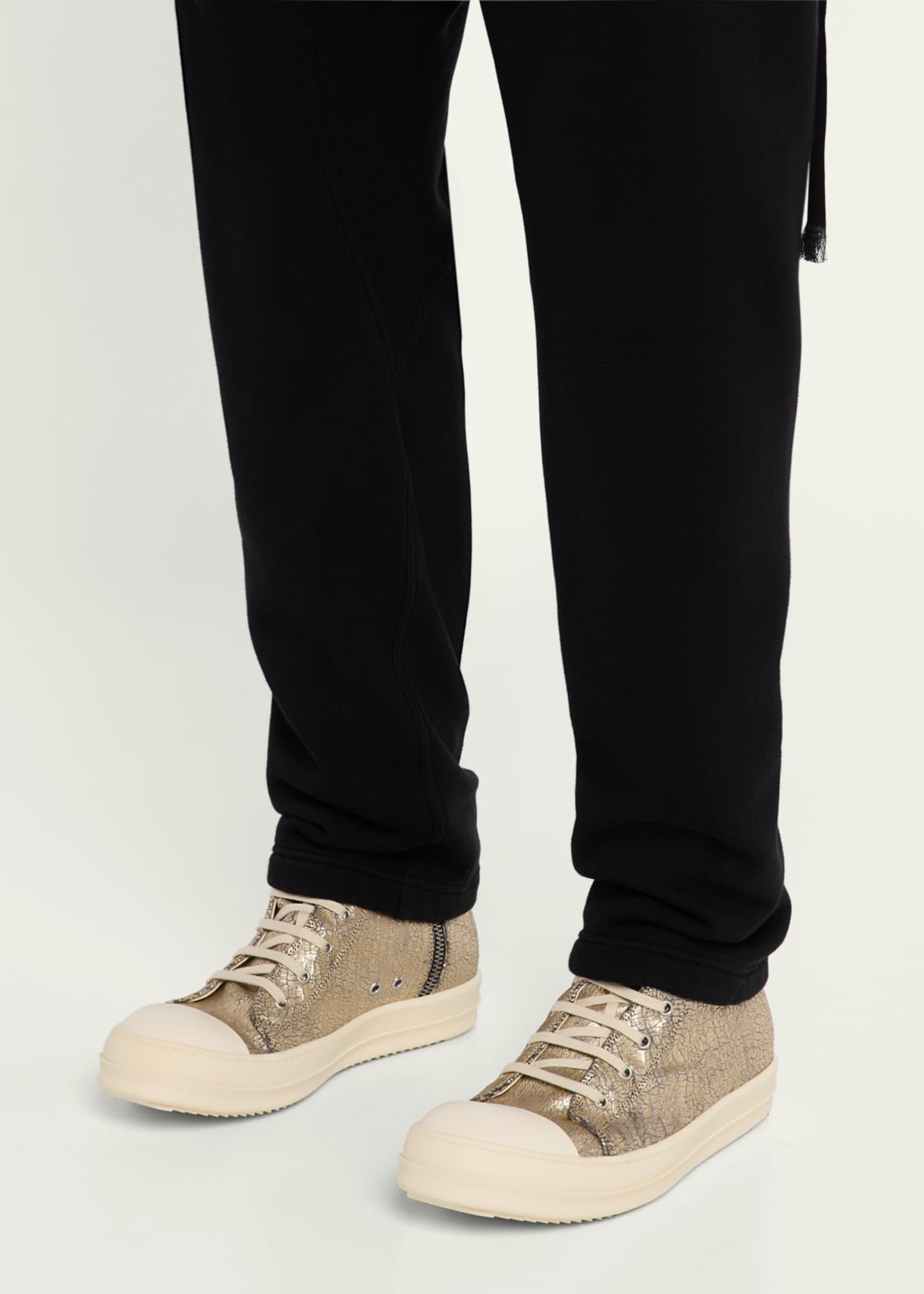 DRKSHDW RICK OWENS Men's Sneaks Metallic Denim High-Top Sneakers Image 2 of 6