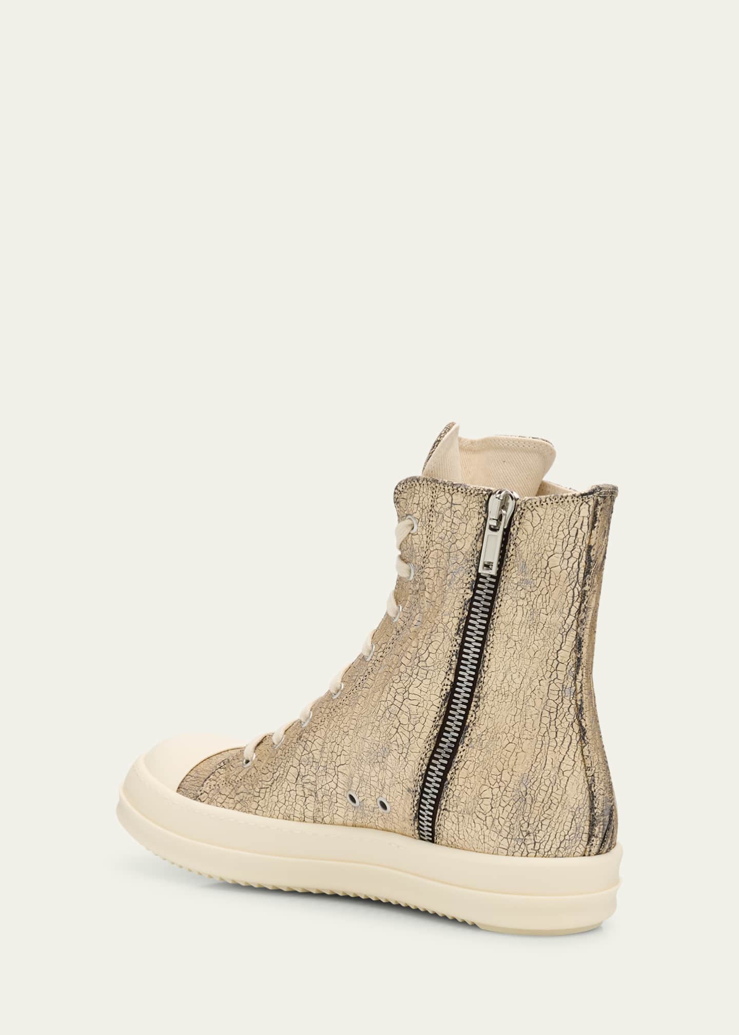 DRKSHDW RICK OWENS Men's Sneaks Metallic Denim High-Top Sneakers Image 4 of 6