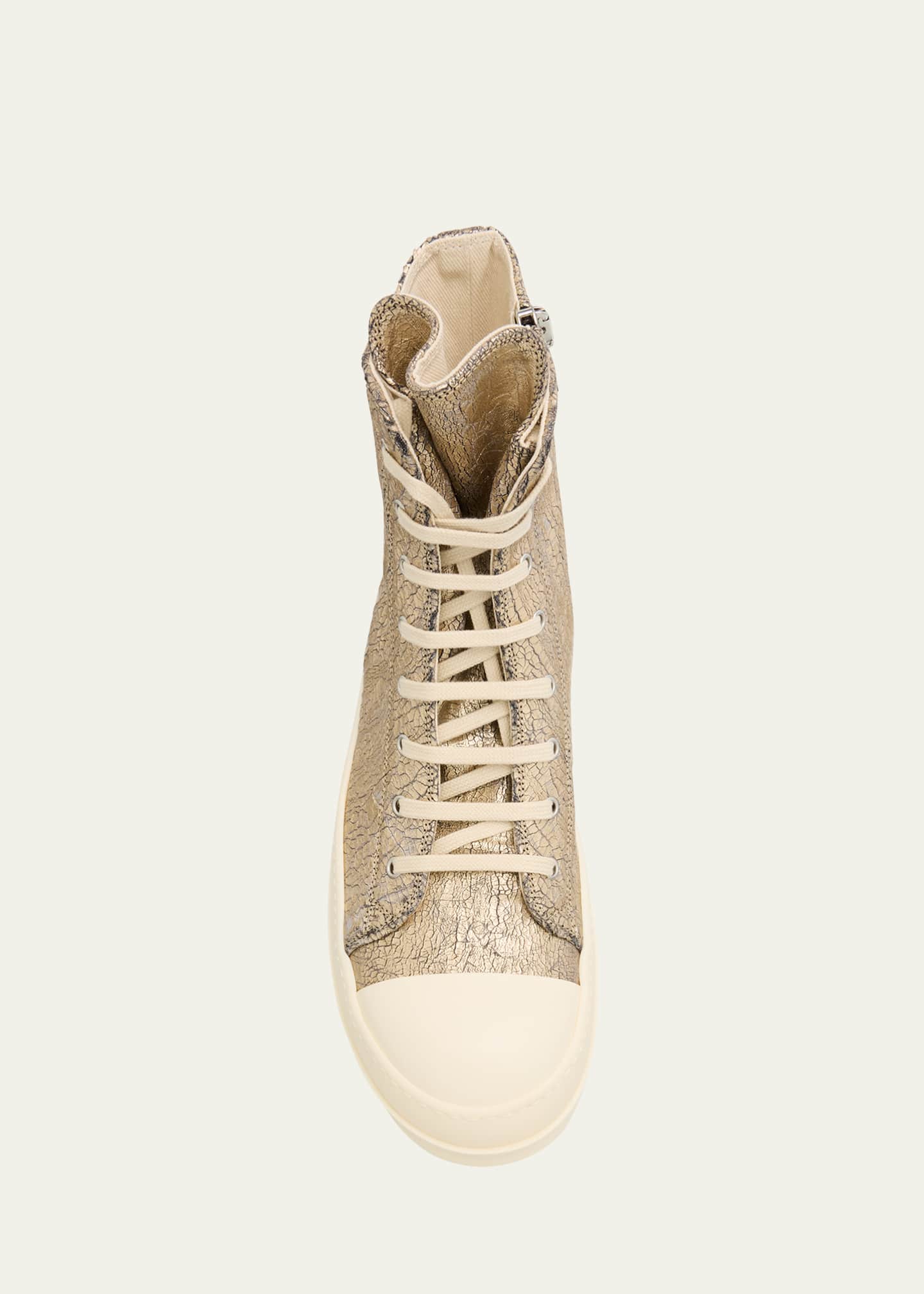 DRKSHDW RICK OWENS Men's Sneaks Metallic Denim High-Top Sneakers Image 6 of 6