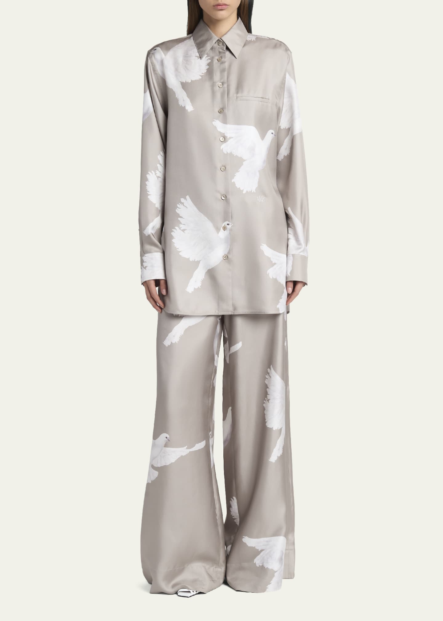 Stella McCartney Dove Print Button Down Silk Blouse Image 2 of 5