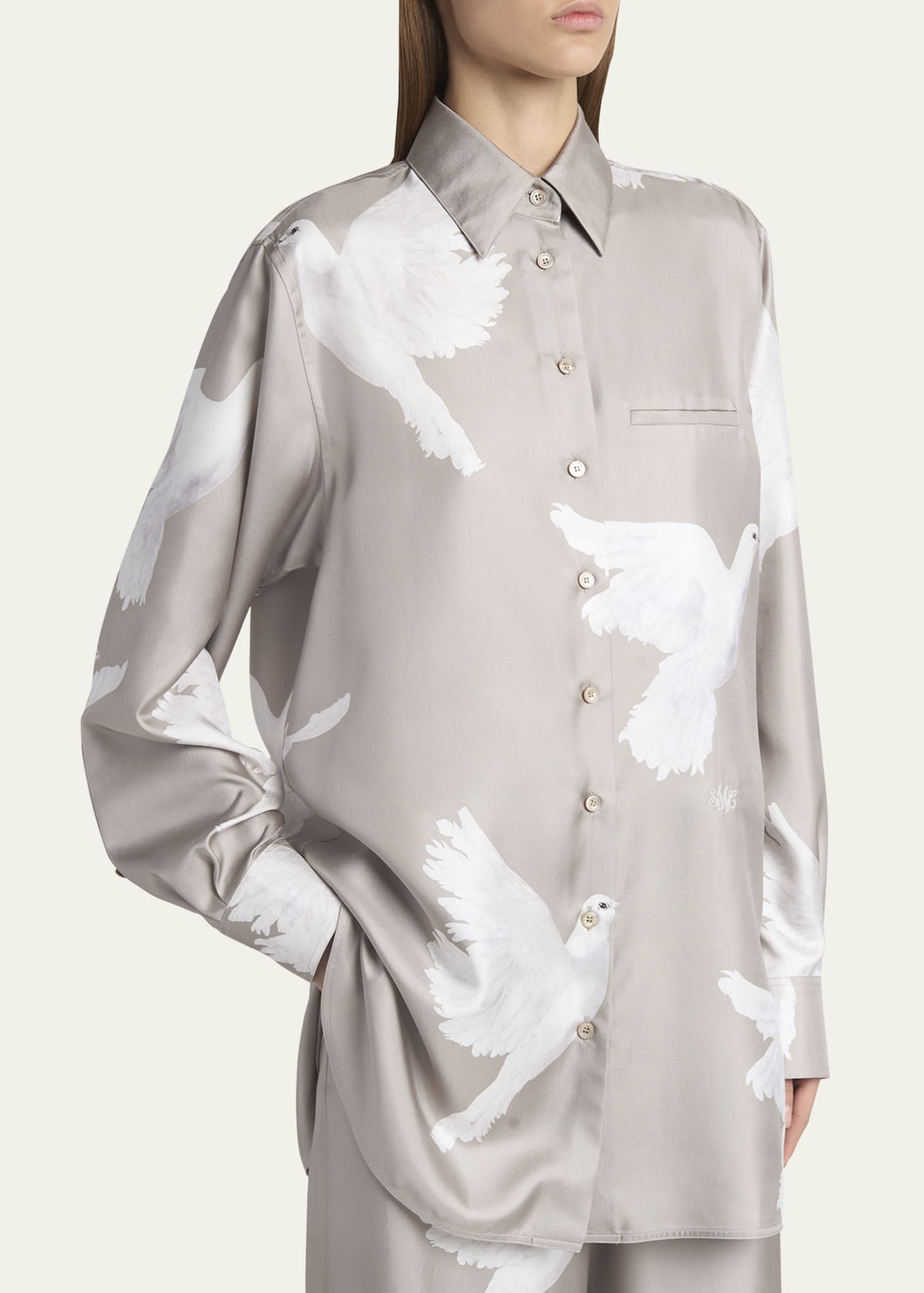 Stella McCartney Dove Print Button Down Silk Blouse Image 4 of 5