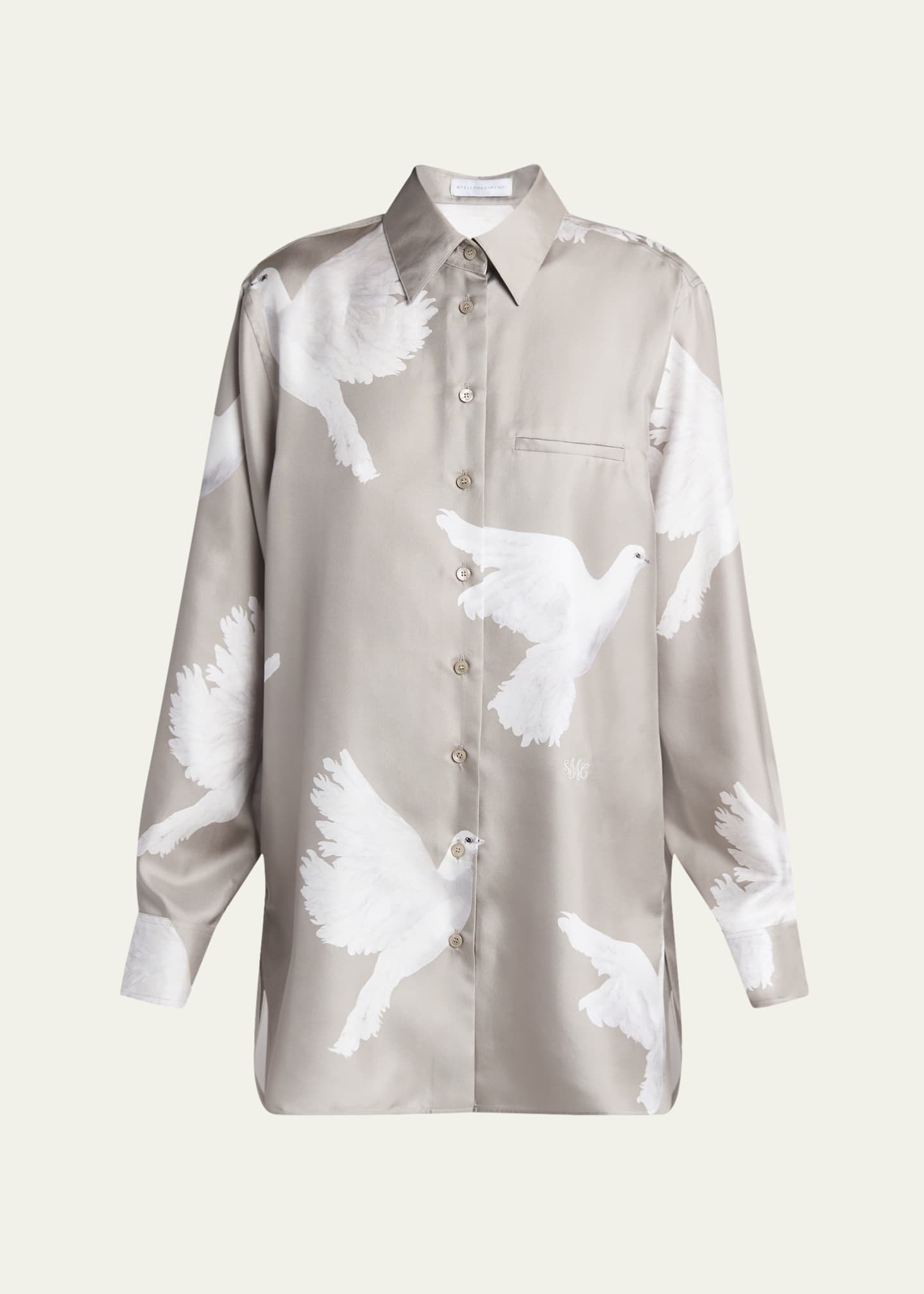 Stella McCartney Dove Print Button Down Silk Blouse Image 1 of 5