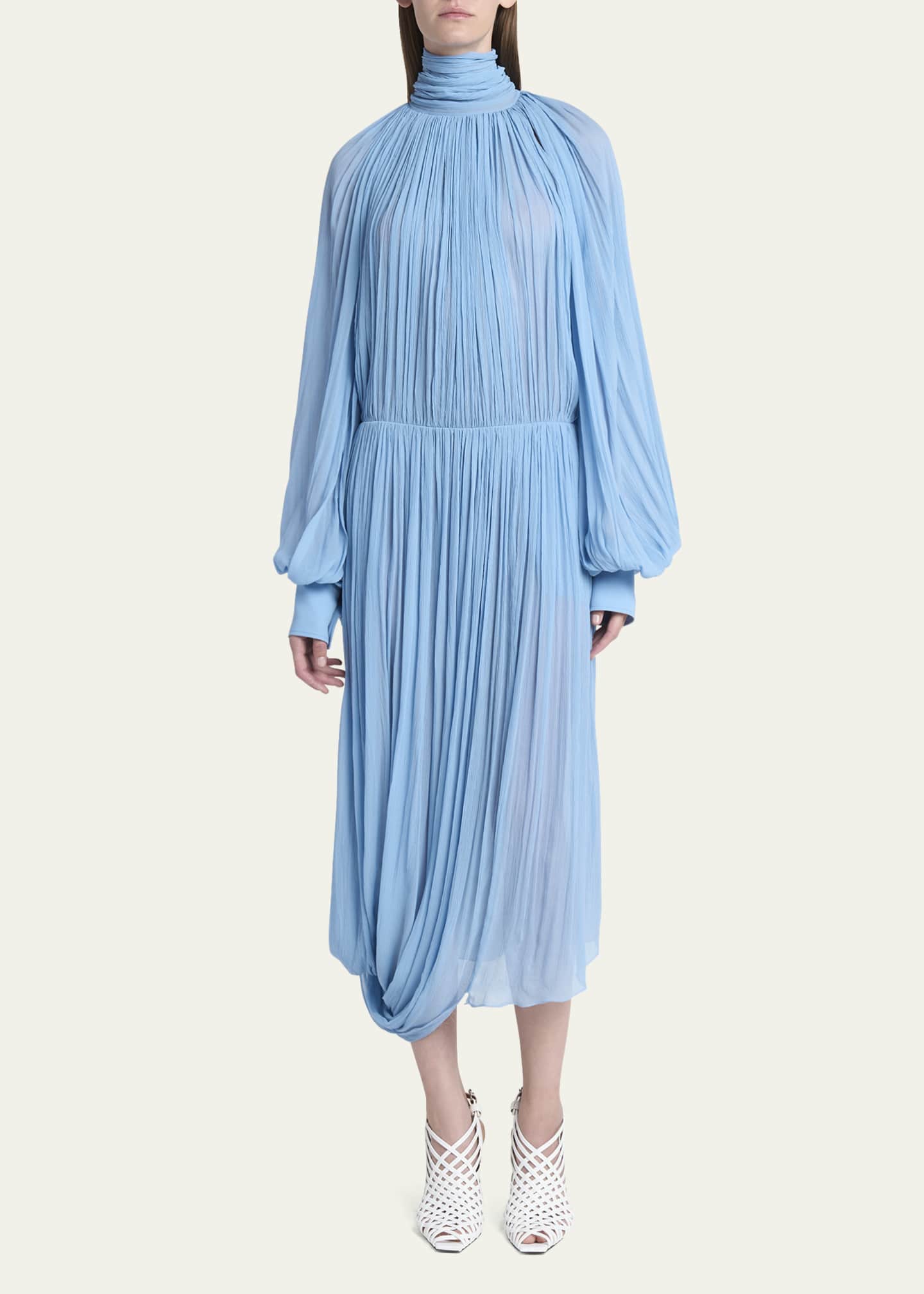 Stella McCartney Draped High Neck Silk Midi Dress Image 2 of 5