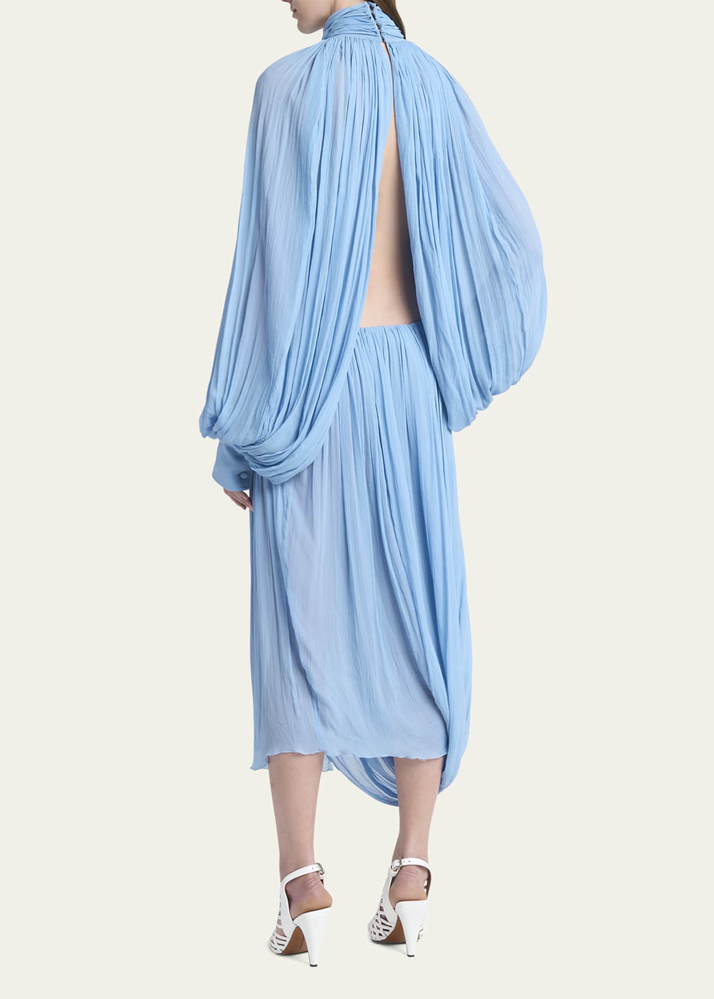 Stella McCartney Draped High Neck Silk Midi Dress Image 3 of 5