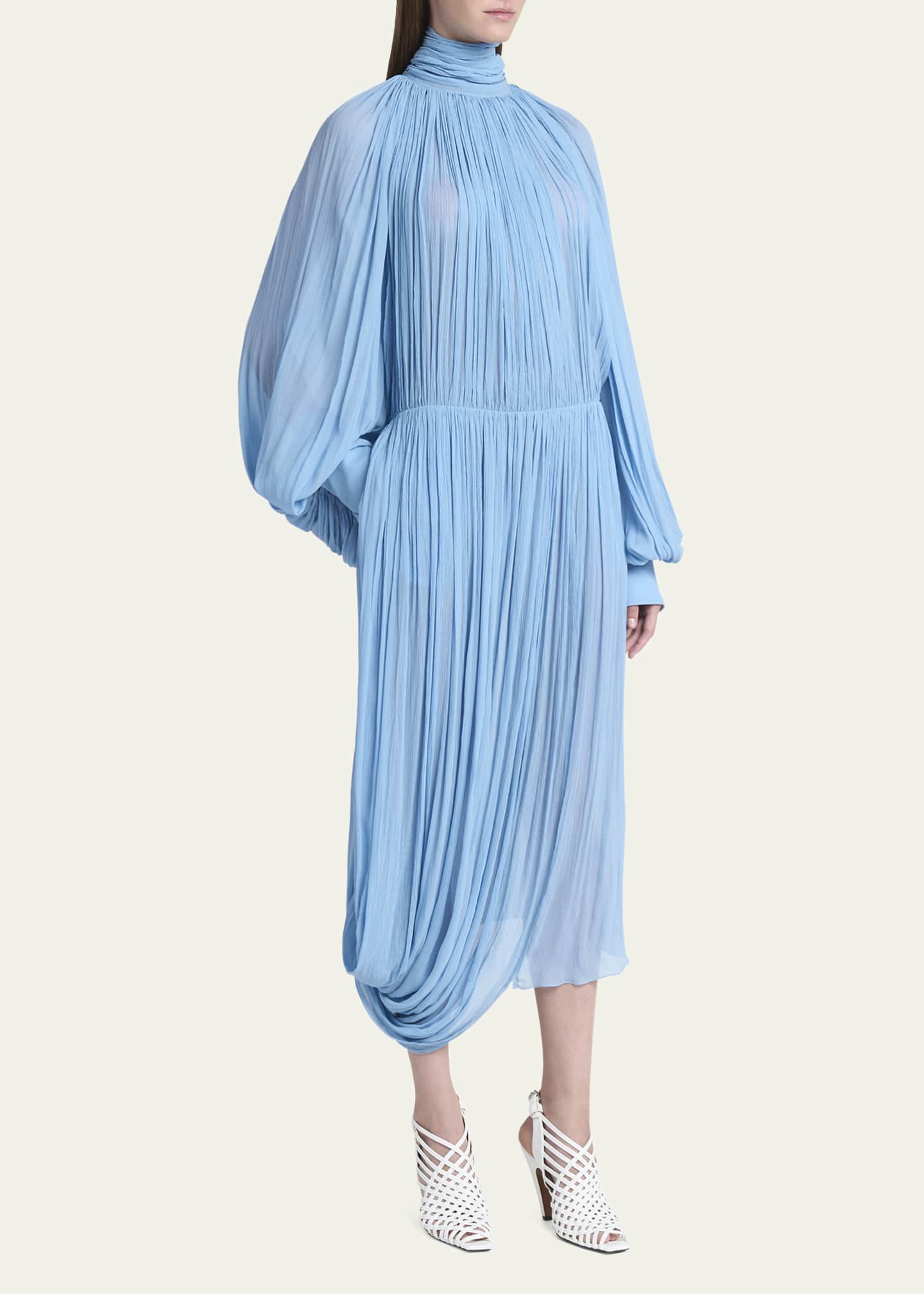 Stella McCartney Draped High Neck Silk Midi Dress Image 4 of 5