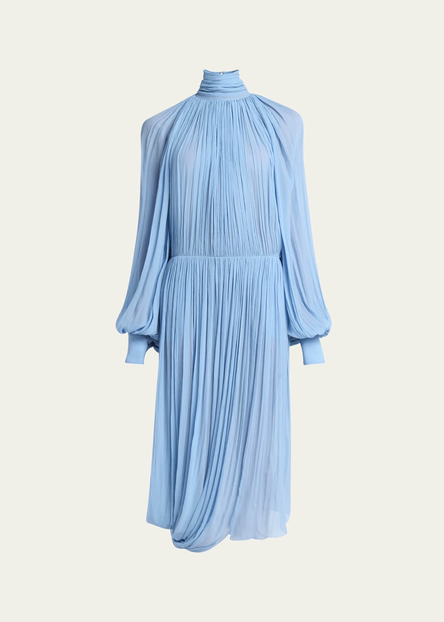 Stella McCartney Draped High Neck Silk Midi Dress Image 1 of 5