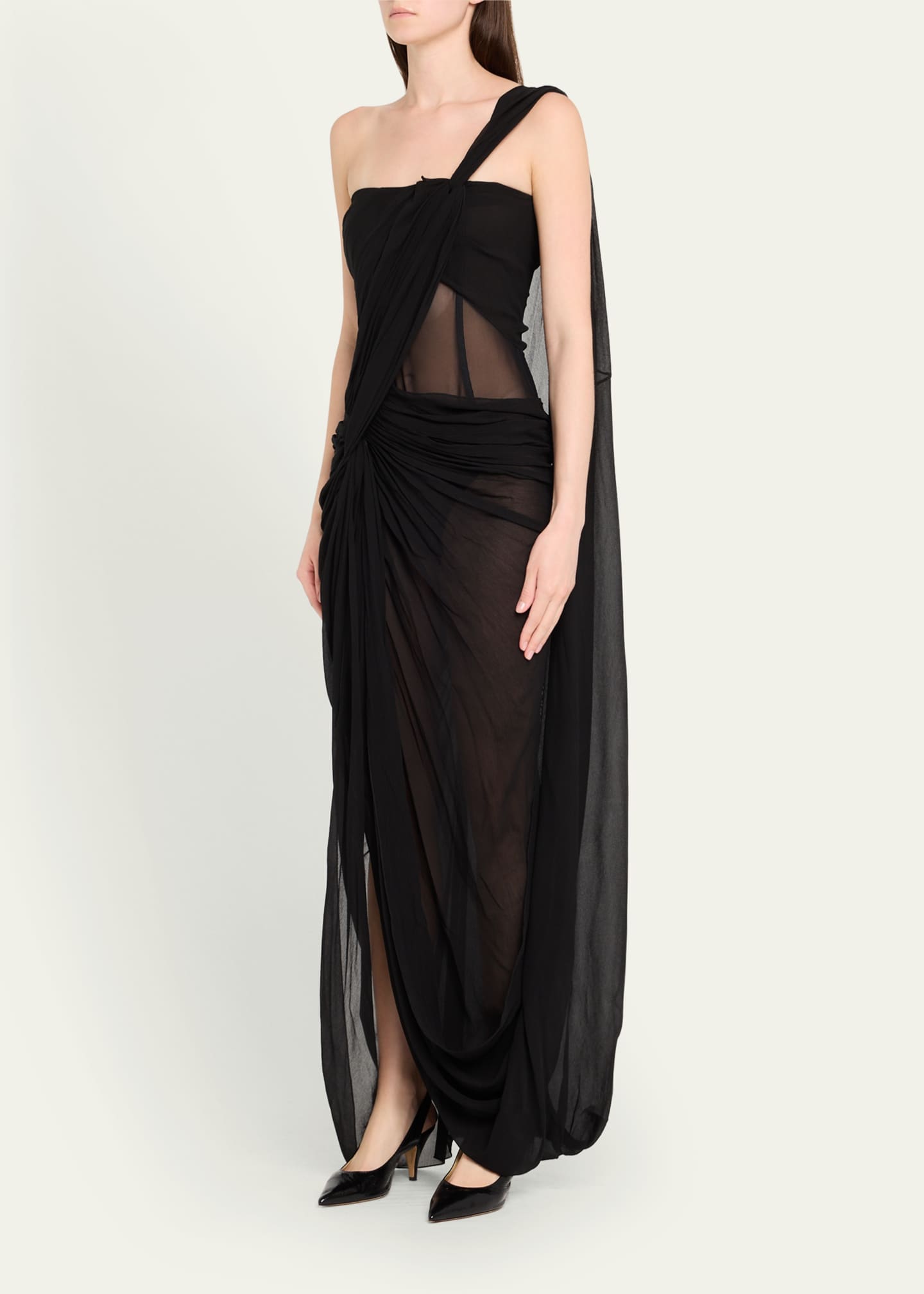 stella mccartney asymmetric dress Stella McCartney Women's Asymmetric Draped Crepon Gown - Black