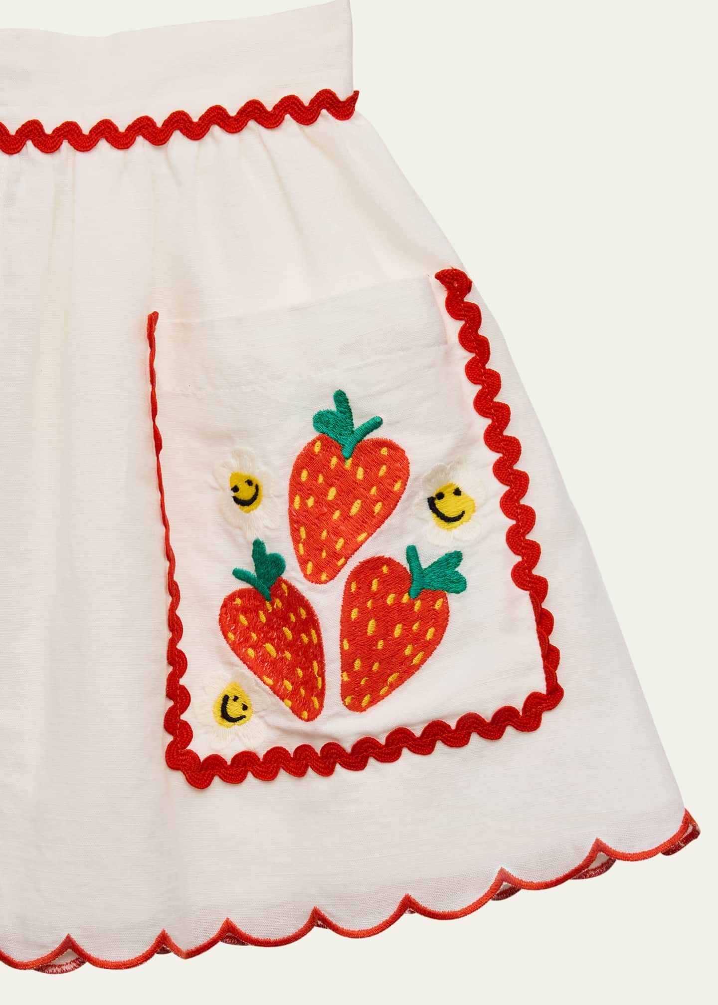 Stella McCartney Kids Girl's Strawberry-Print Embroidered Skirt, Size 3-16 Image 3 of 3