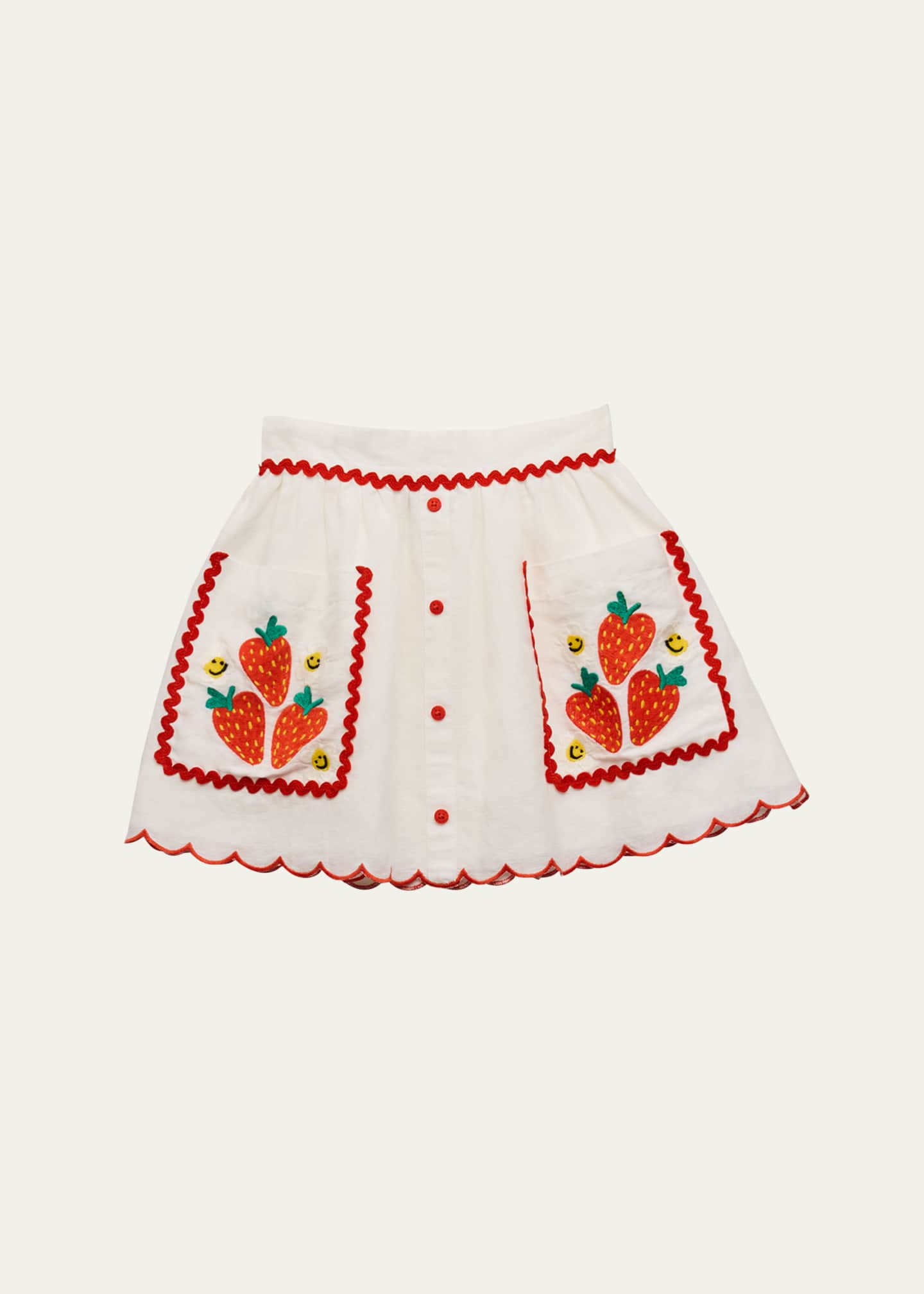Stella McCartney Kids Girl's Strawberry-Print Embroidered Skirt, Size 3-16 Image 1 of 3